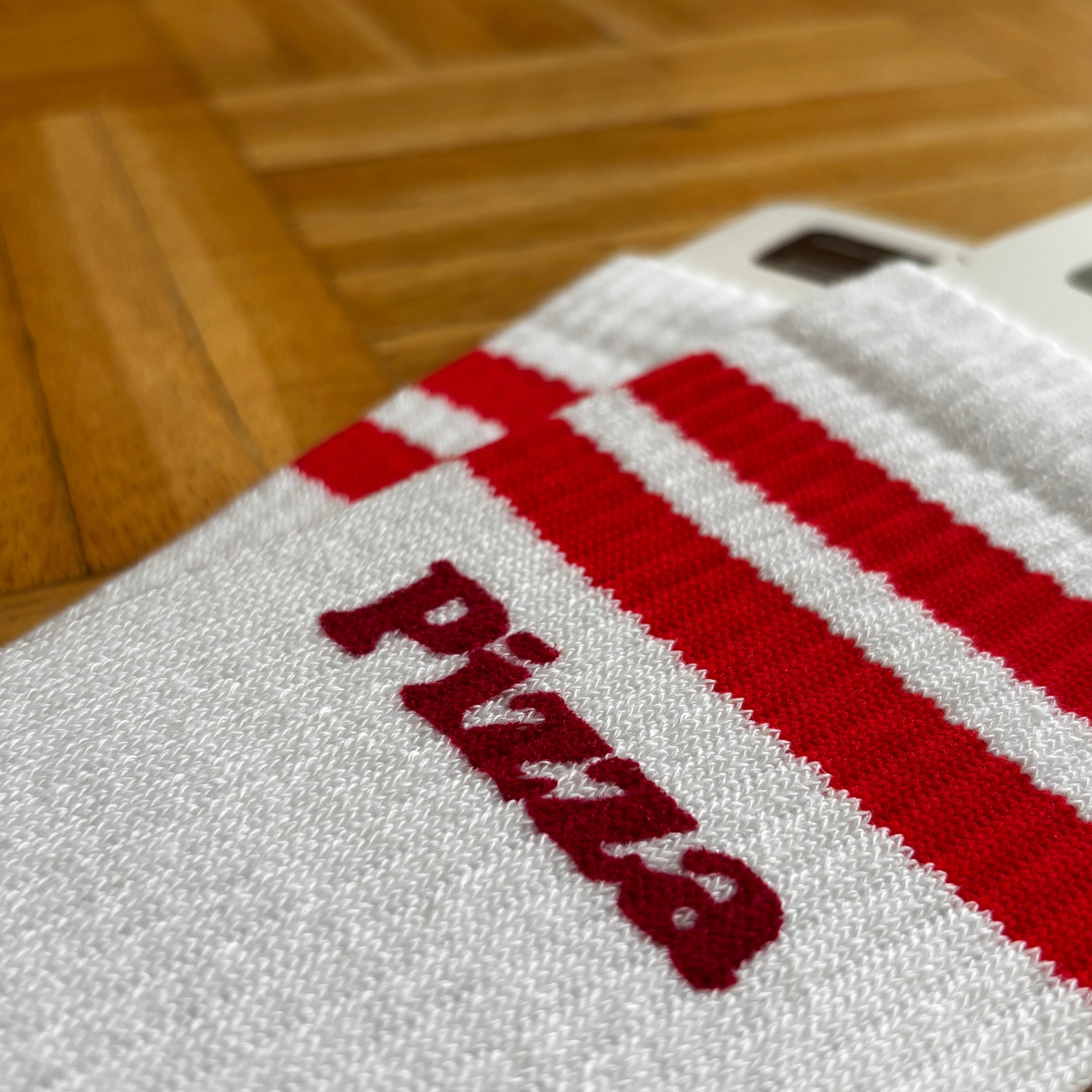 Bio Socken Pizza | Handbedruckte Siebdruck Socken | Red White | Faire Produktion | Unisex