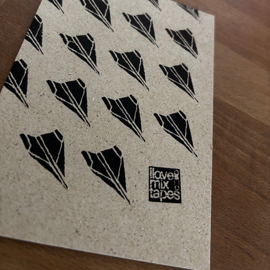 Papierflieger Postkarte Mini Artpint aus Graspapier