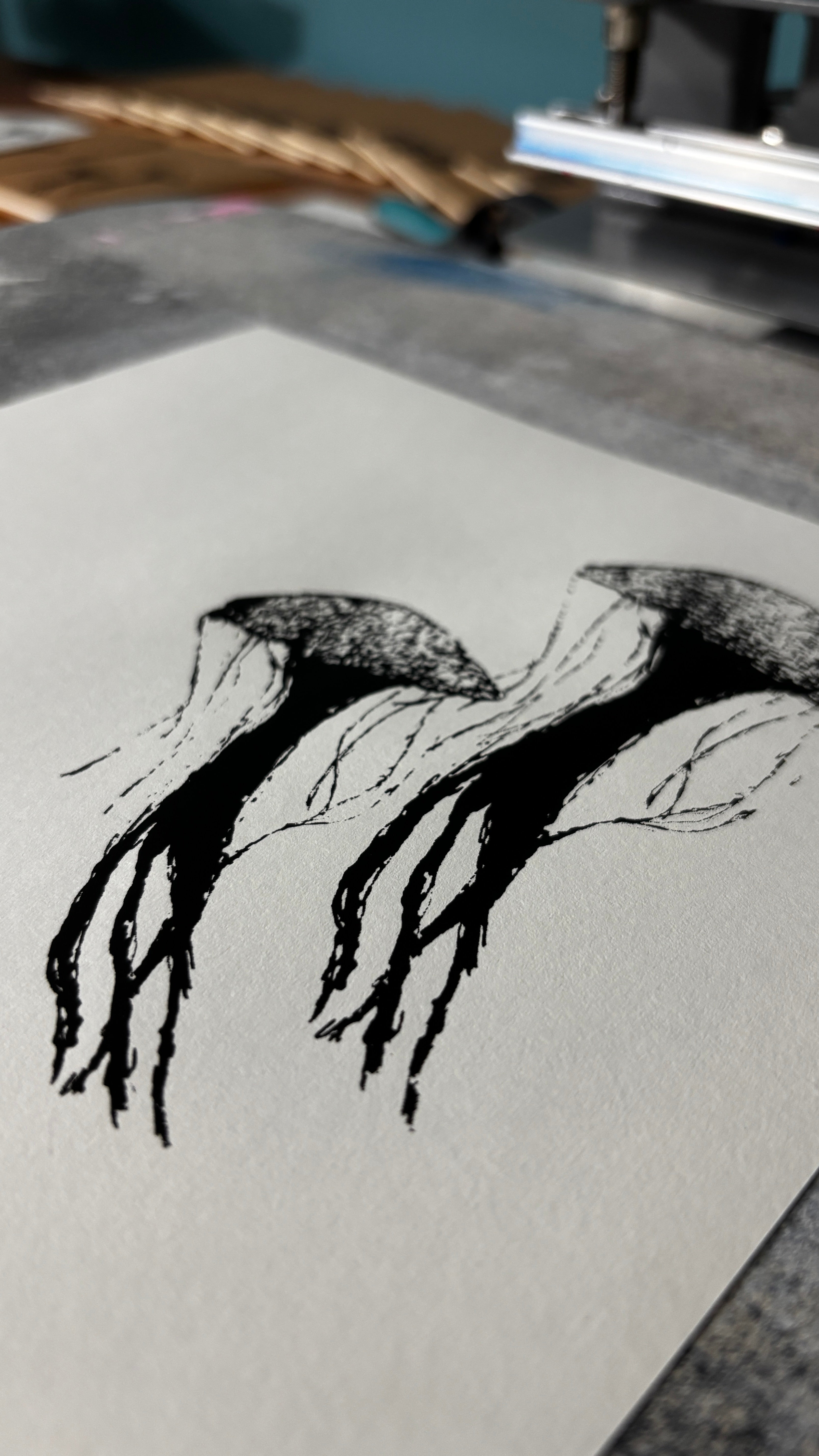 Quallen A4 Siebdruck Artprint Poster Kunstdruck
