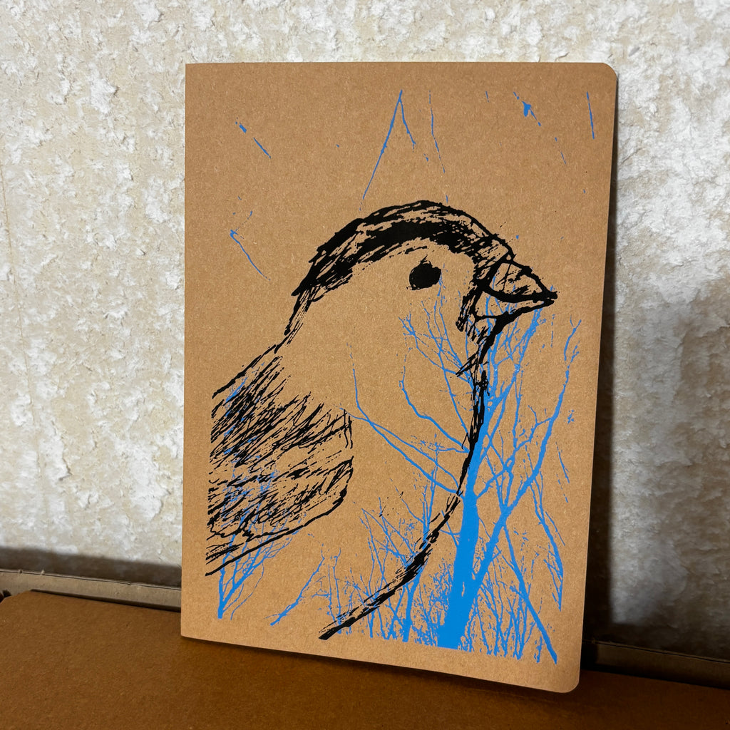 Notizheft A5 | Spatz | Handbedruckt im Siebdruck | Kraftpapier | Gepunktet | 32 Seiten | FSC-zertifiziert | Handmade