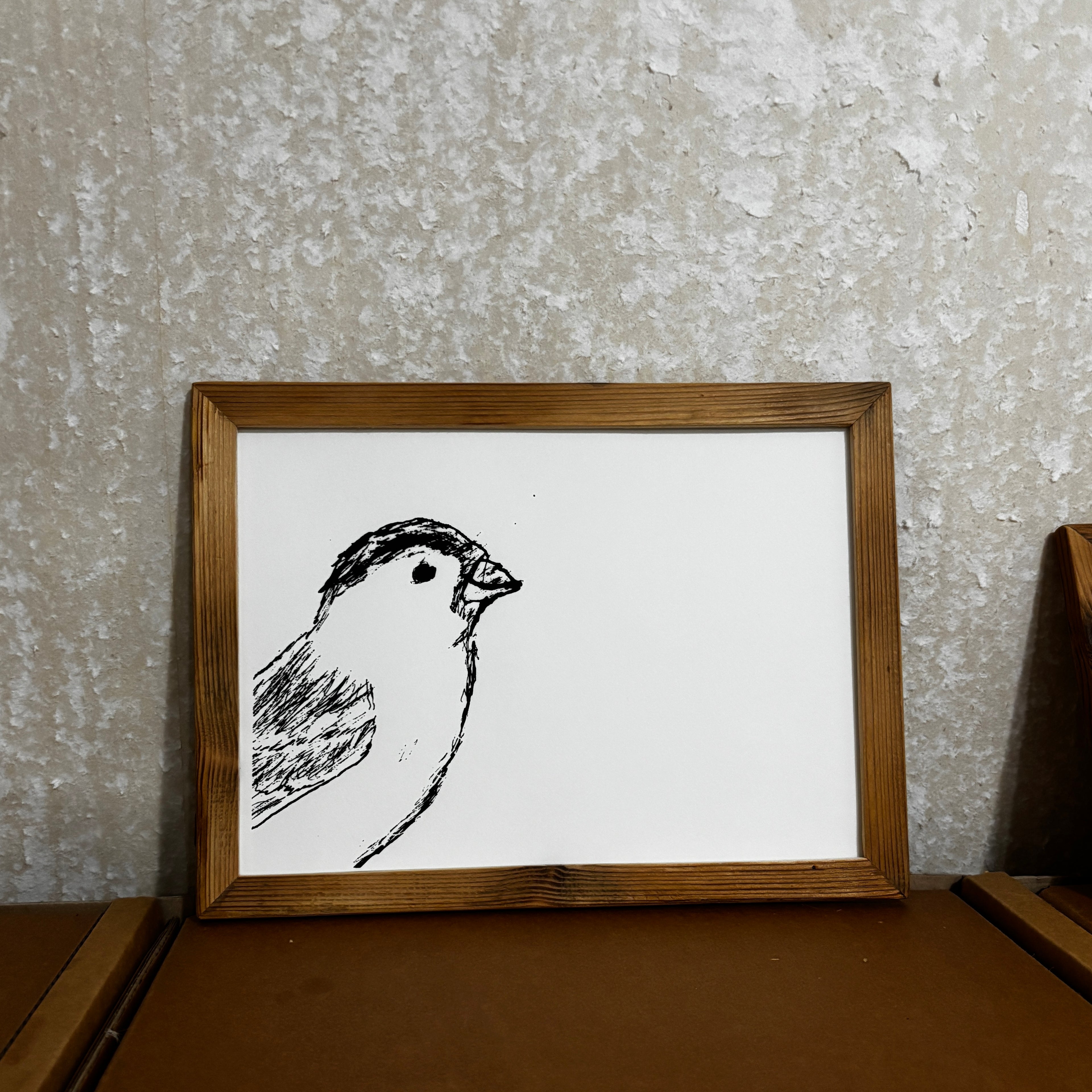 Handgefertigter Siebdruck – Spatz in der Ecke (DIN A4)