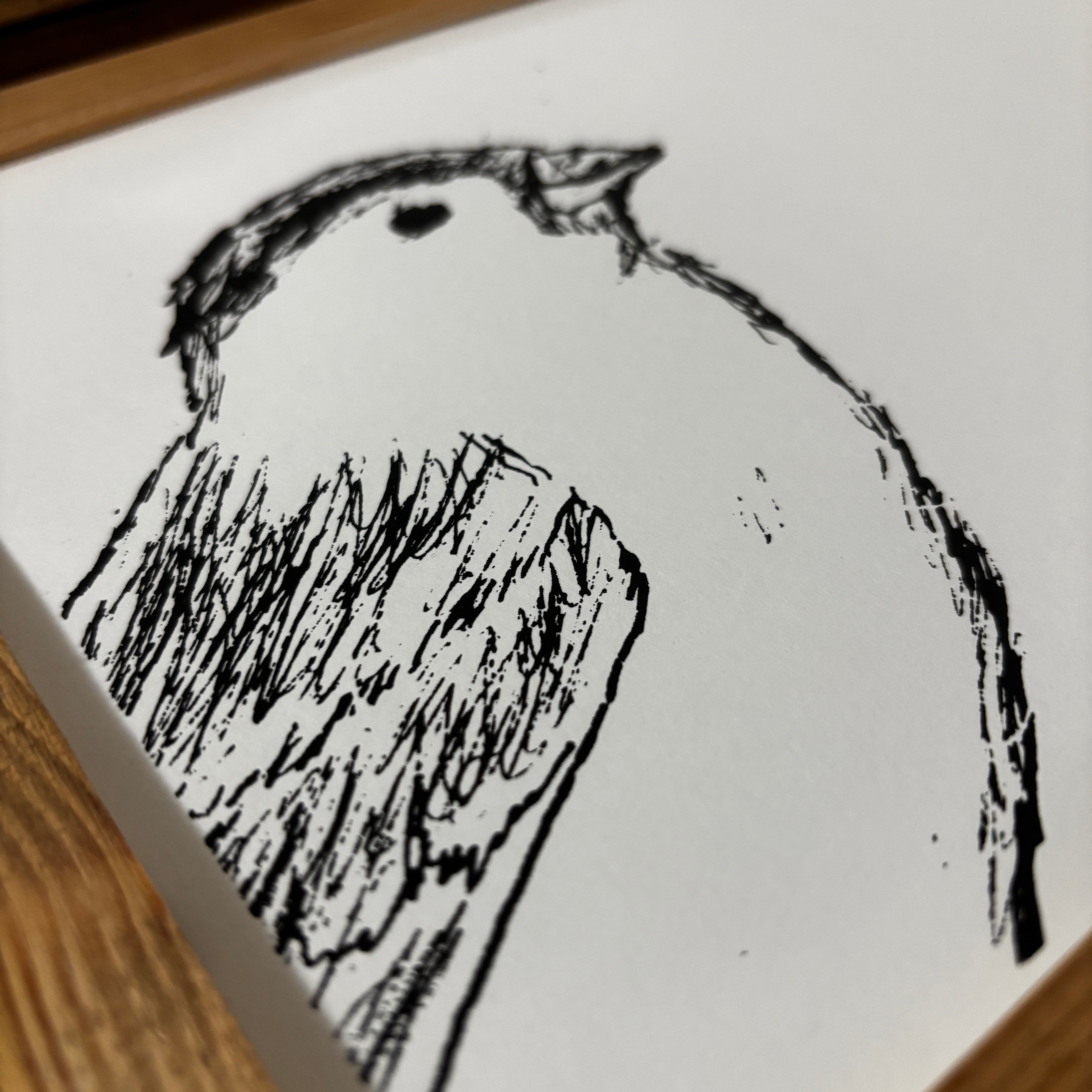 Handgefertigter Siebdruck – Spatz in der Ecke (DIN A4)