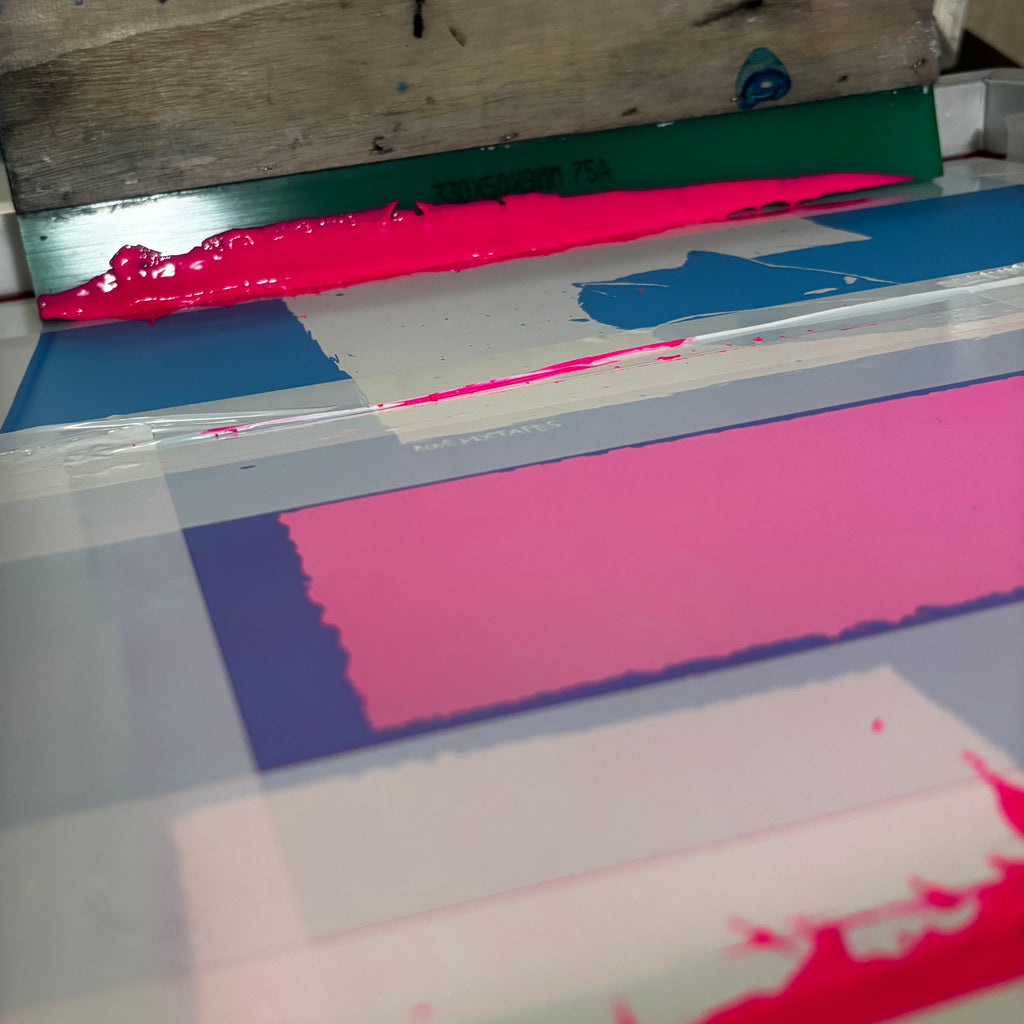 Handgefertigter Siebdruck –  Kassette Block - Magenta Black (DIN A4)