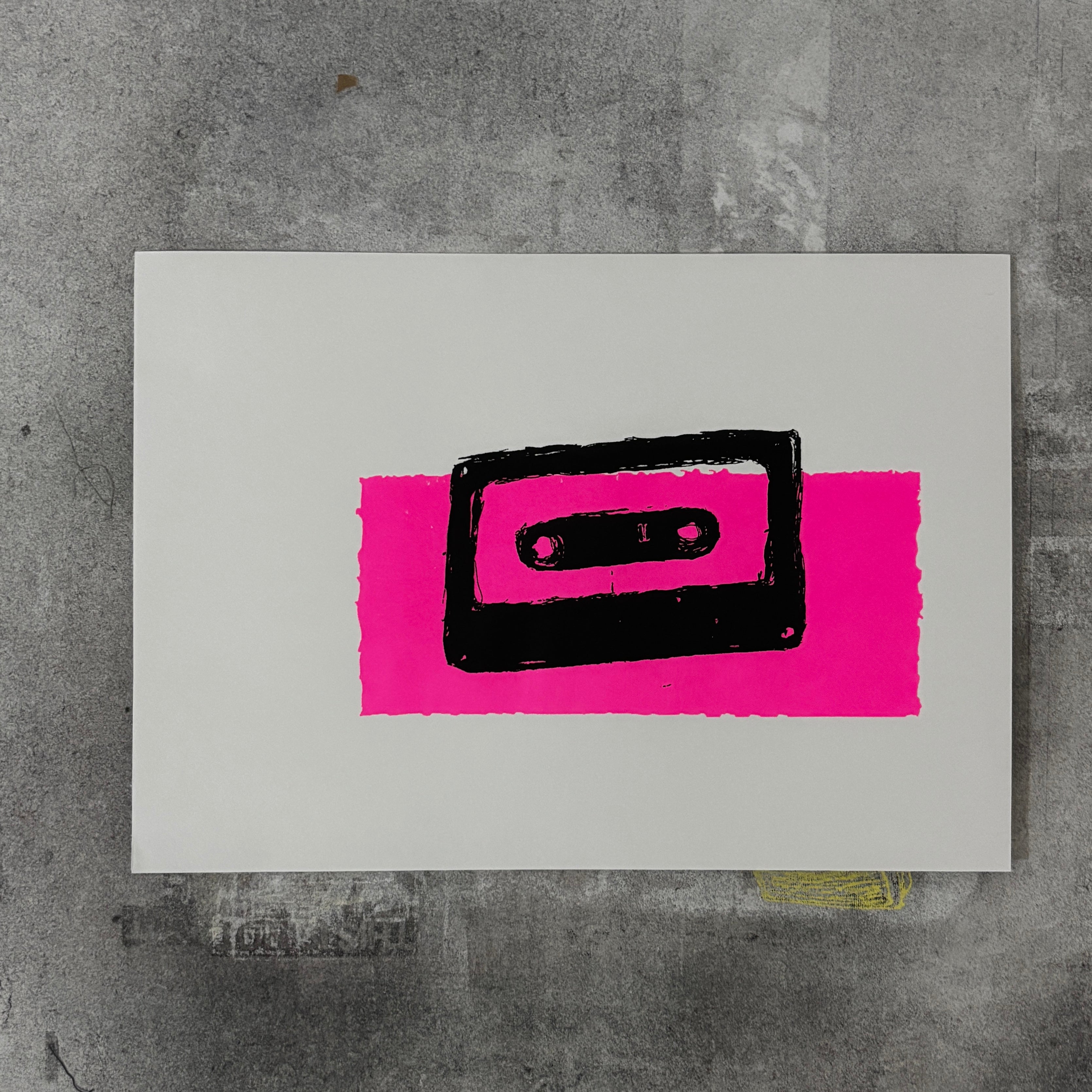 Handgefertigter Siebdruck –  Kassette Block - Magenta Black (DIN A4)