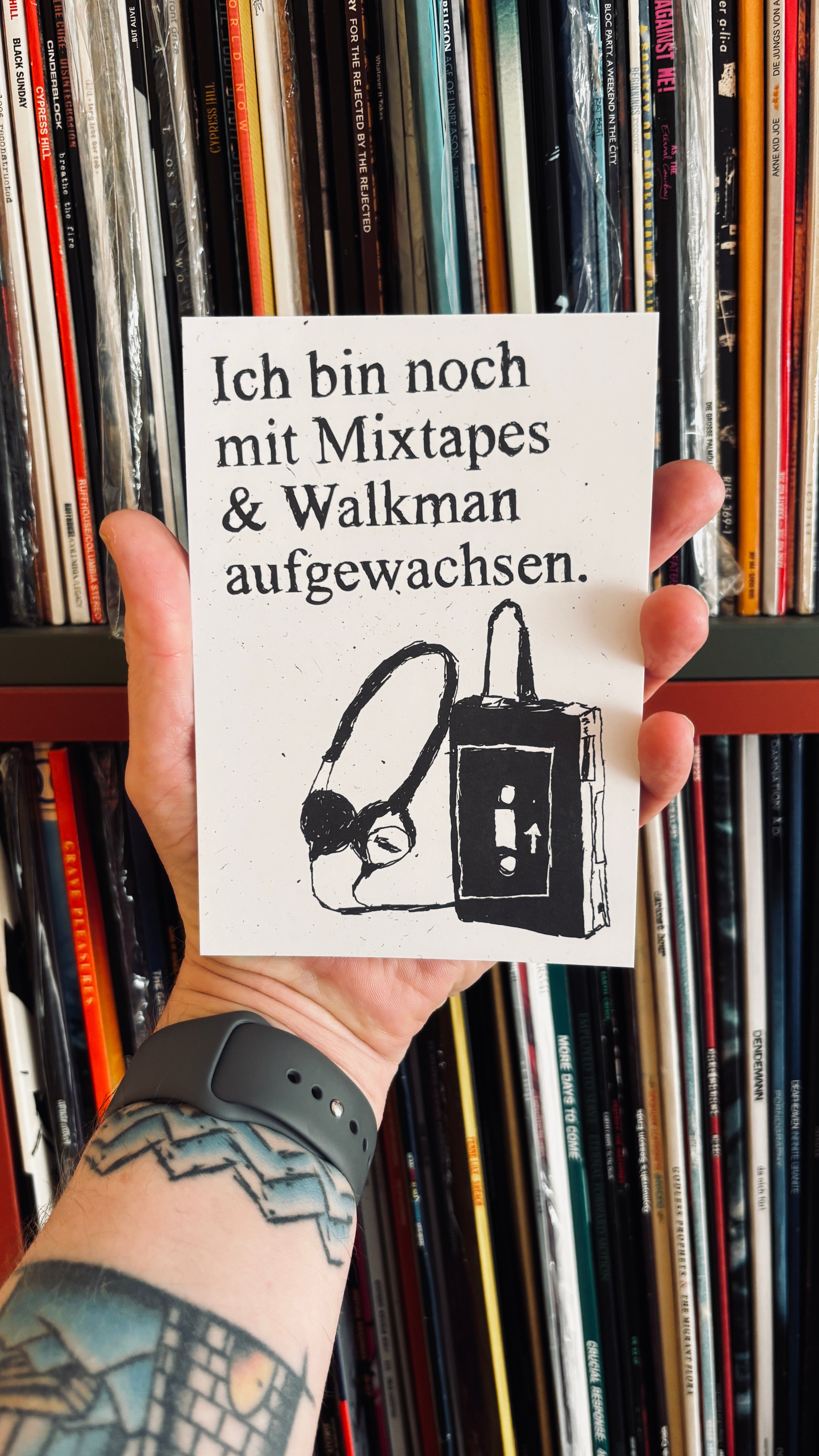 Postkarte „Ich bin noch mit Mixtapes & Walkman aufgewachsen"
