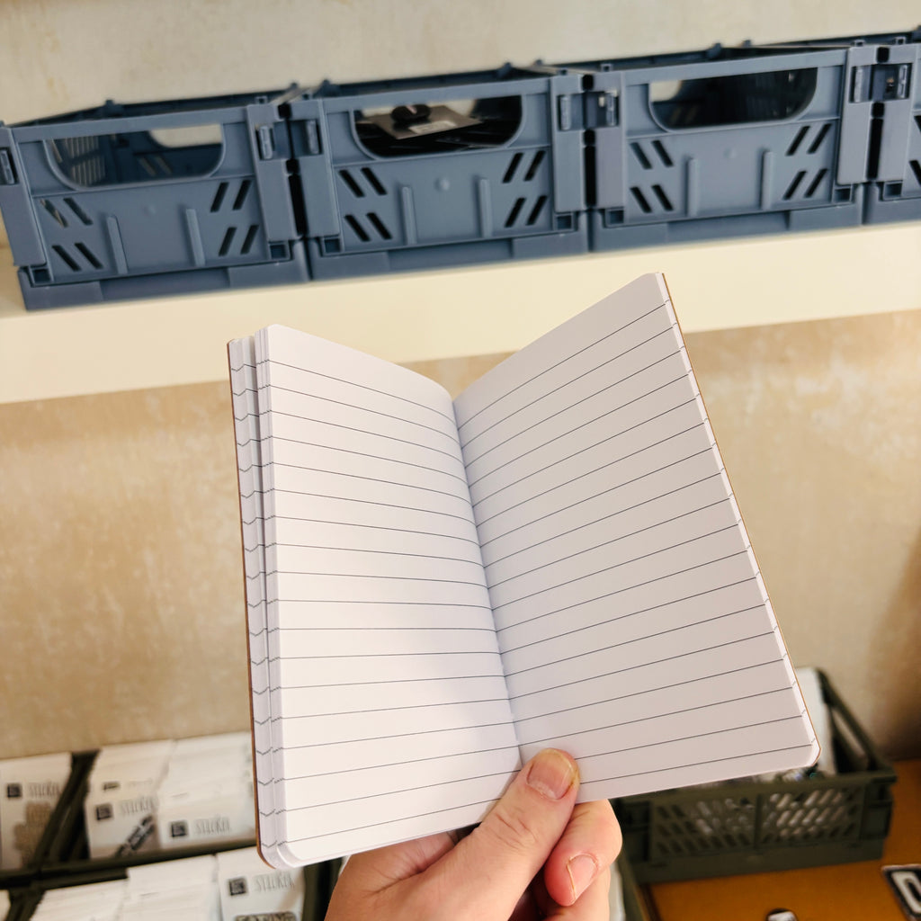 Notizbuch A6 „Haha. Nein.“ – handbedruckt, liniert, recycelte Kartonage