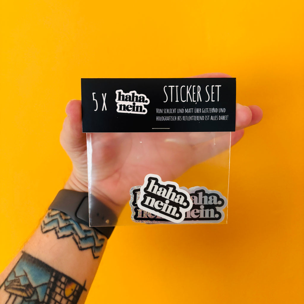 „haha. nein.“ Sticker Set – 5 Sticker in verschiedenen Varianten