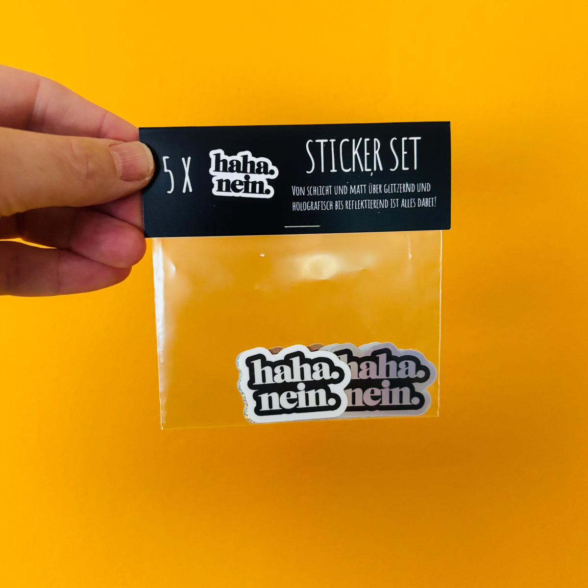 „haha. nein.“ Sticker Set – 5 Sticker in verschiedenen Varianten