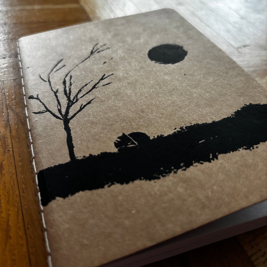 Notizbuch A6 „Fuchs im Wald“ | Handbedruckt & Recycelt | Liniert