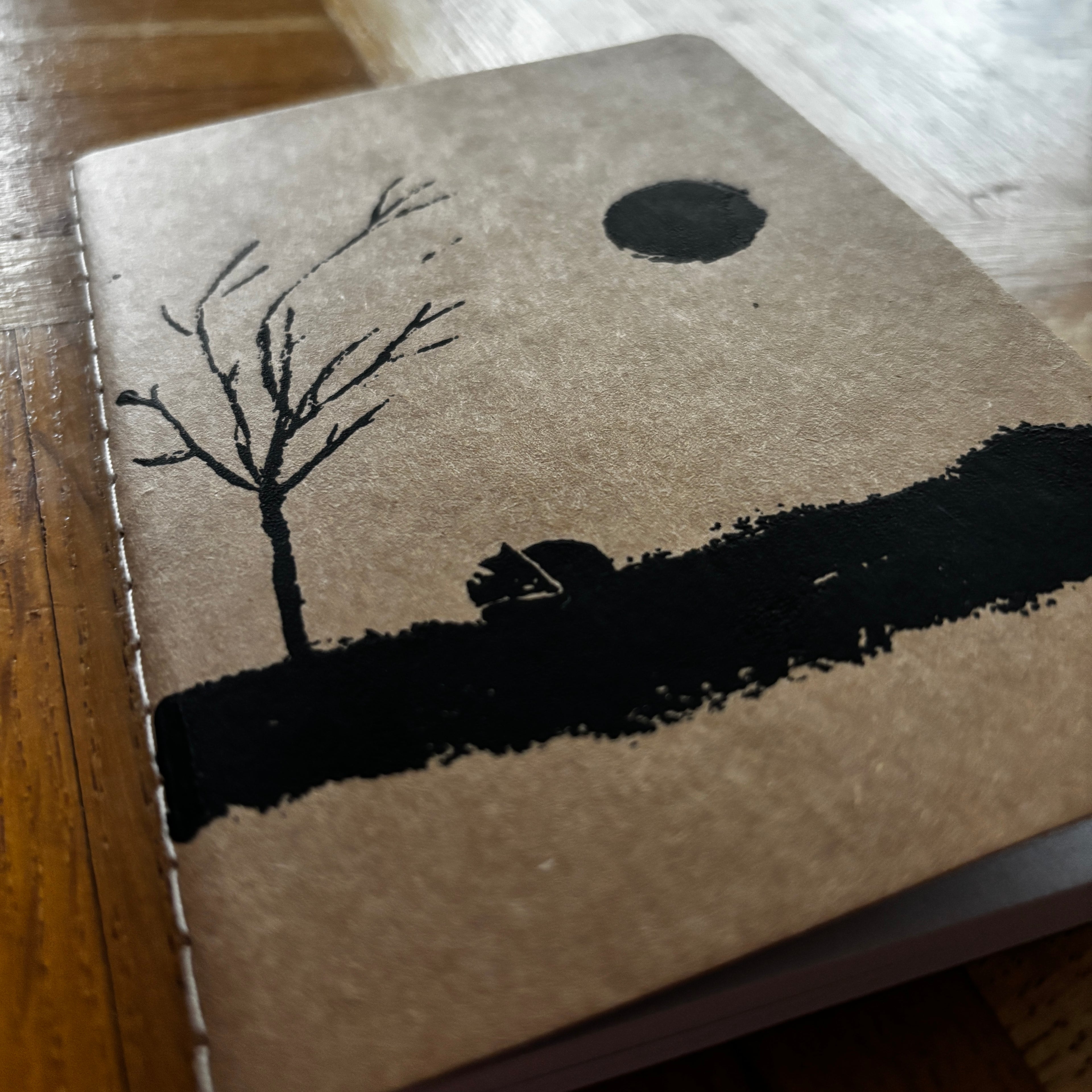 Notizbuch A6 „Fuchs im Wald“ | Handbedruckt & Recycelt | Liniert