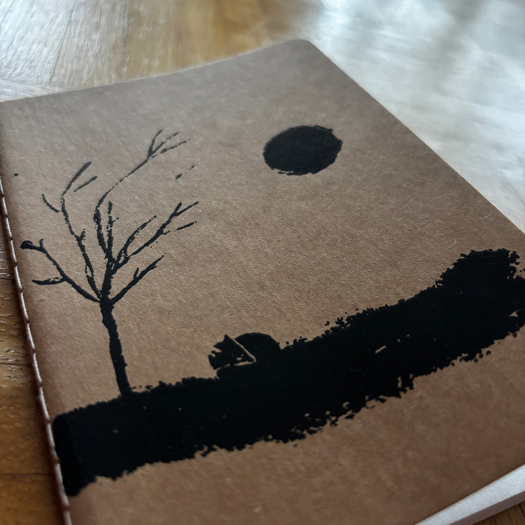 Notizbuch A6 „Fuchs im Wald“ | Handbedruckt & Recycelt | Liniert