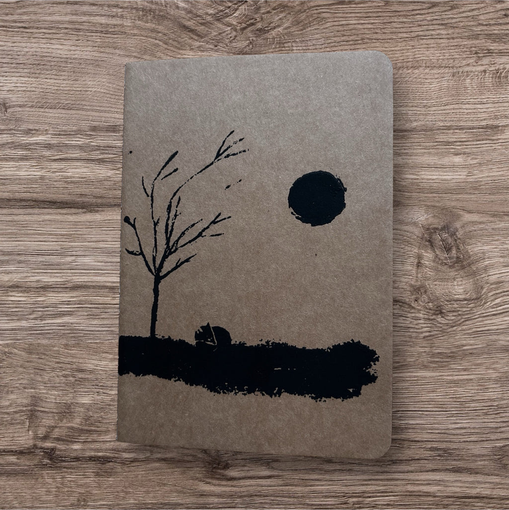 Notizbuch A6 „Fuchs im Wald“ | Handbedruckt & Recycelt | Liniert