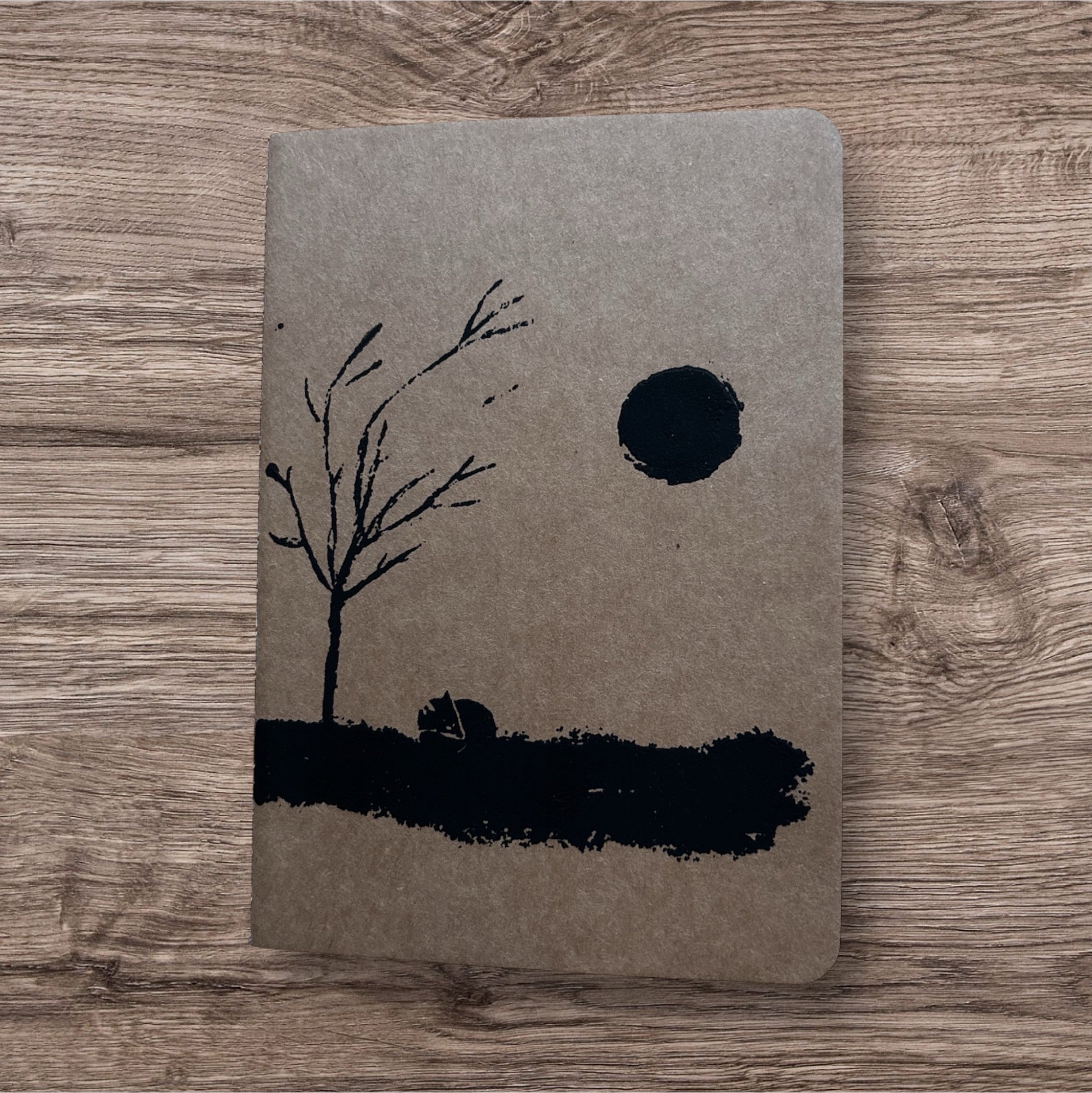 Notizbuch A6 „Fuchs im Wald“ | Handbedruckt & Recycelt | Liniert