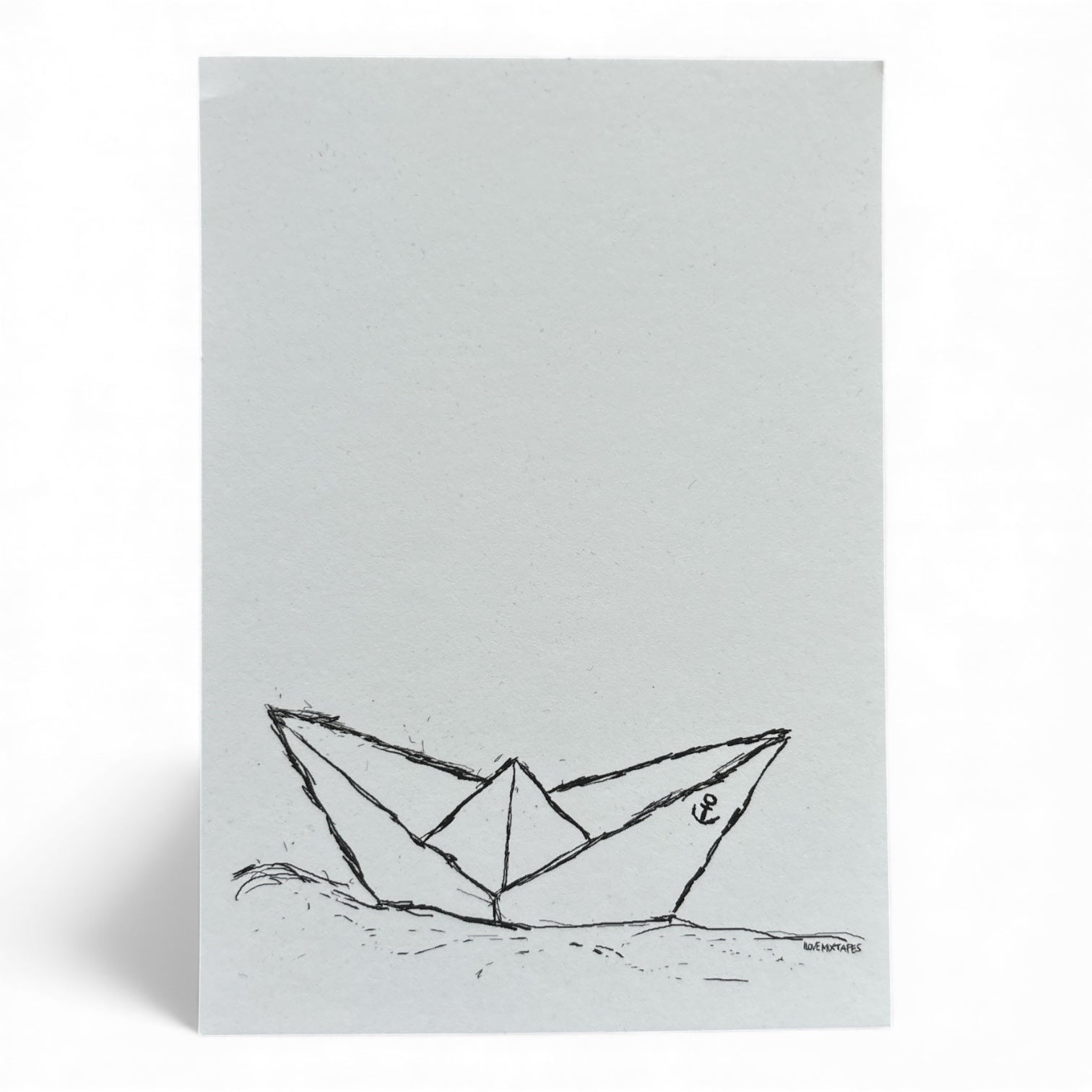 Postkarte „Paperboat“ – handgezeichnetes Papierboot | Minimalistisches maritimes Design | 350 g Offsetpapier DIN A6