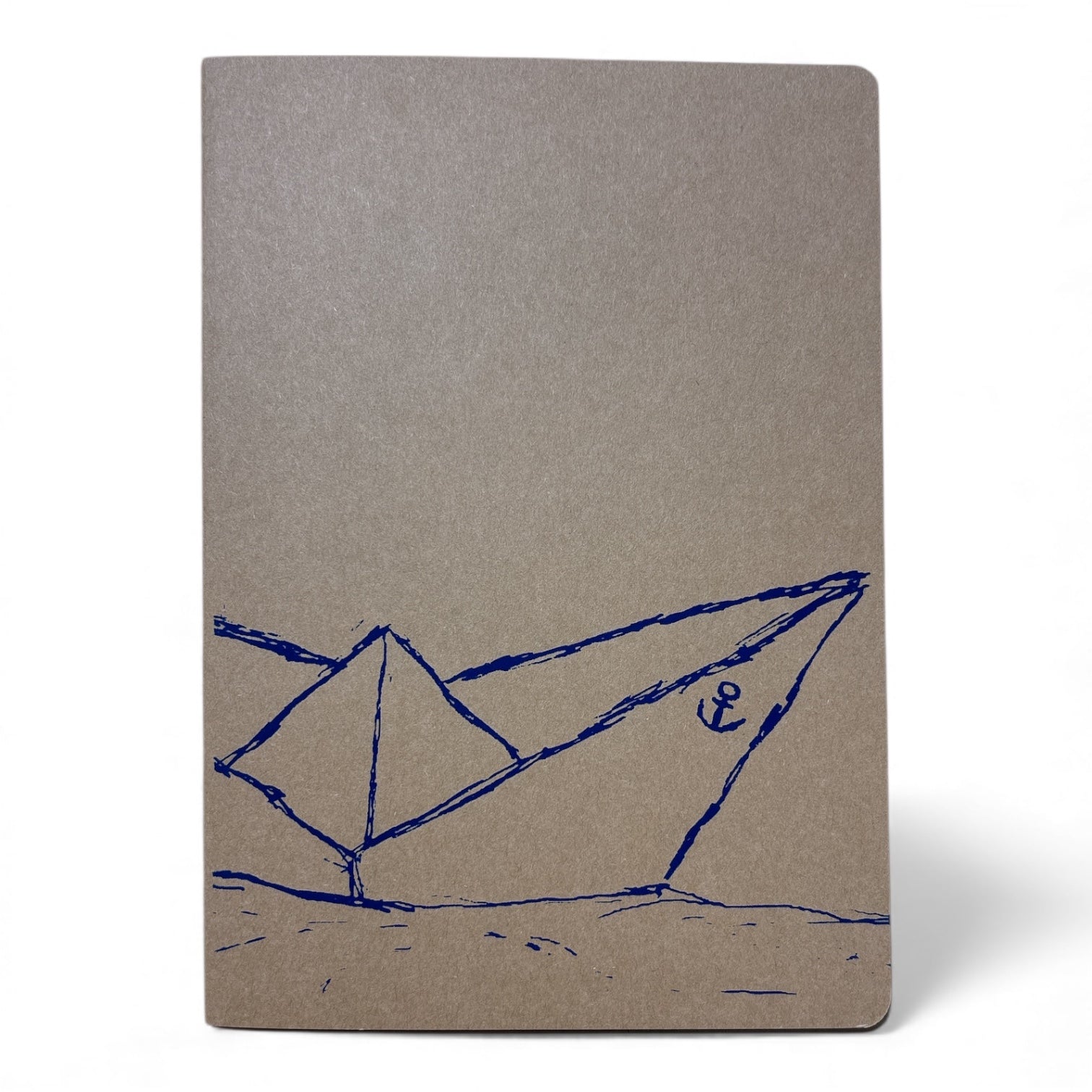 Notizbuch A5 | Navy Paperboat | Handbedruckt | Kraftpapier | Gepunktet | 32 Seiten | FSC-zertifiziert | Handmade