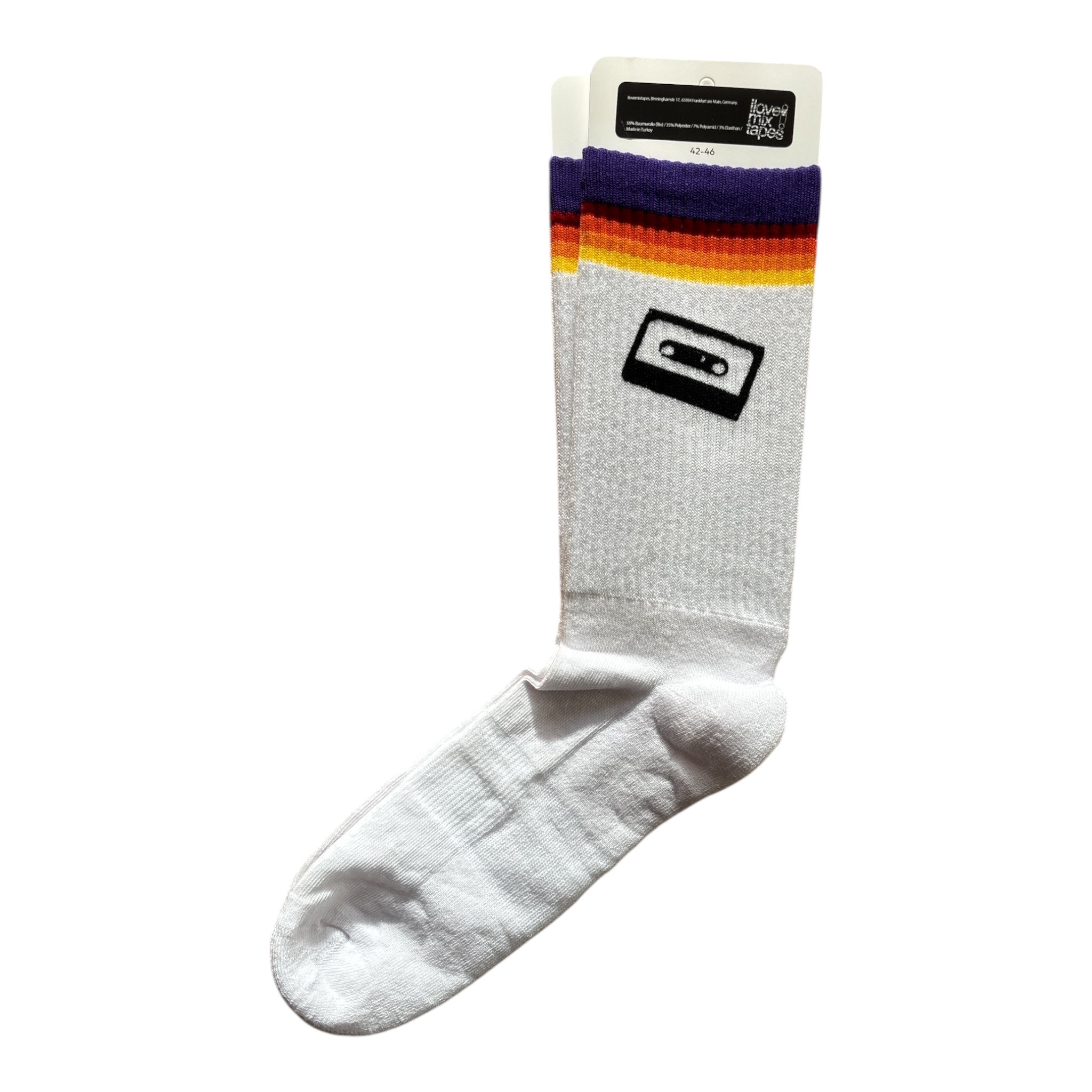 Handbedruckte „Mixtape“ Socken – fair, bio & mit Liebe im Atelier gefertigt Unisex