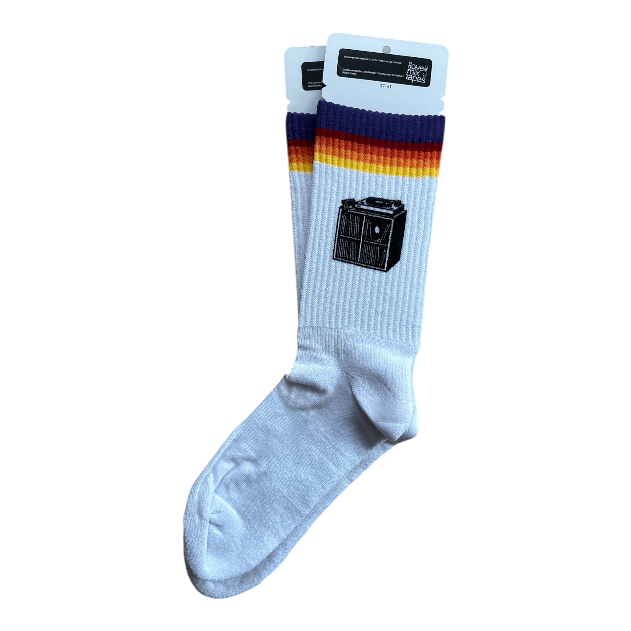 Handbedruckte „Plattenspieler“ Socken – fair, bio & mit Liebe im Atelier gefertigt Unisex