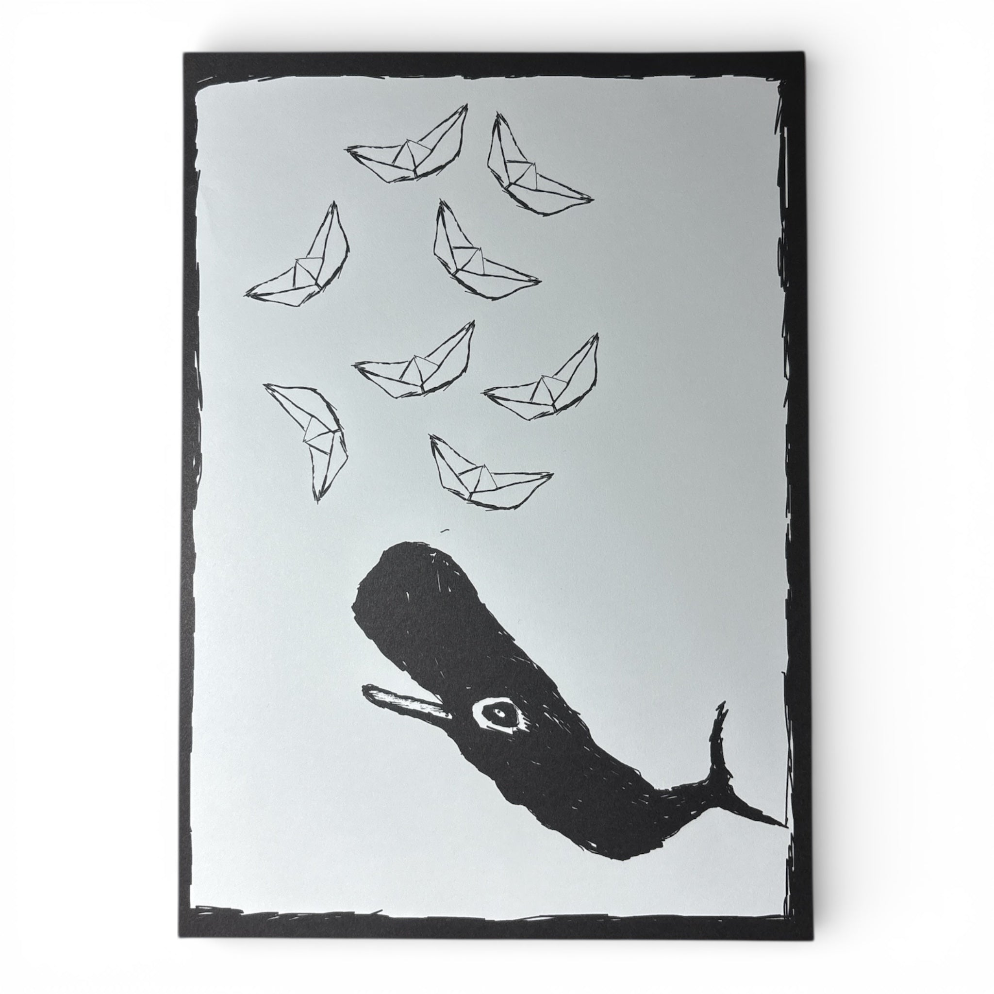whale vs.ships A4 Kunstdruck