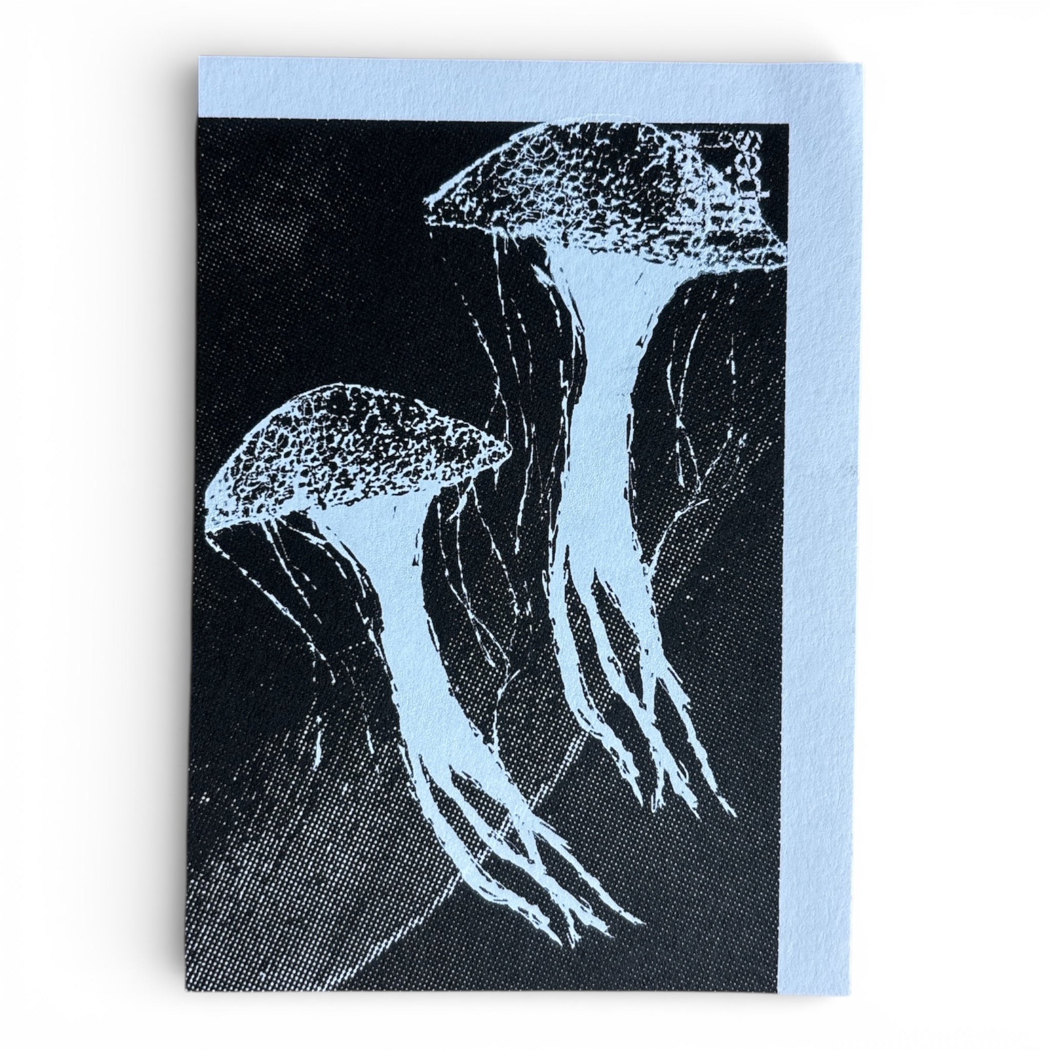 Siebdruck Postkarte / Mini Artprint - Quallen
