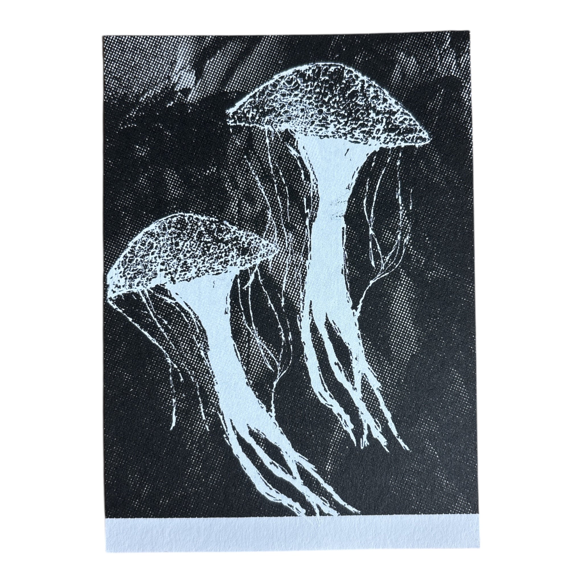 Siebdruck Postkarte / Mini Artprint - Quallen