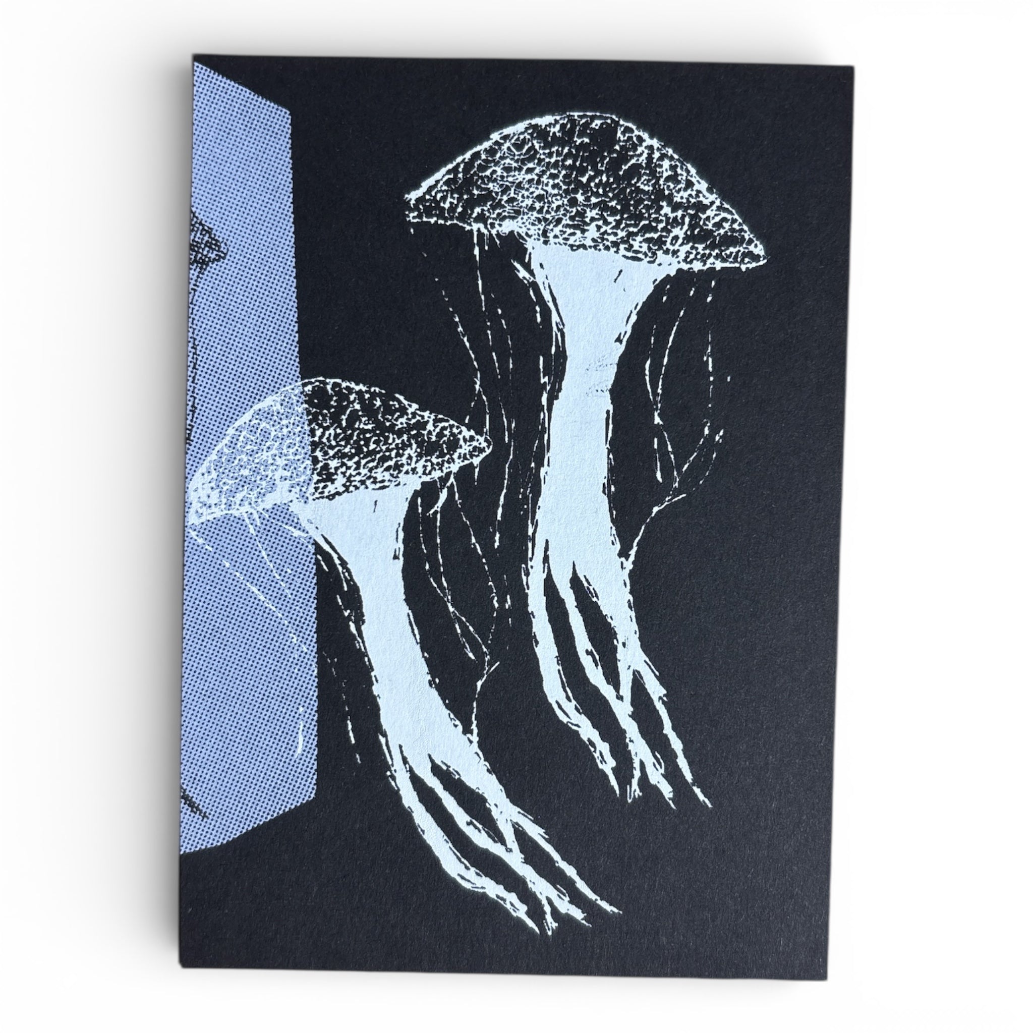 Siebdruck Postkarte / Mini Artprint - Quallen