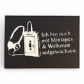 Siebdruck Postkarte / Mini Artprint - mit mixtapes und walkman aufgewachsen.