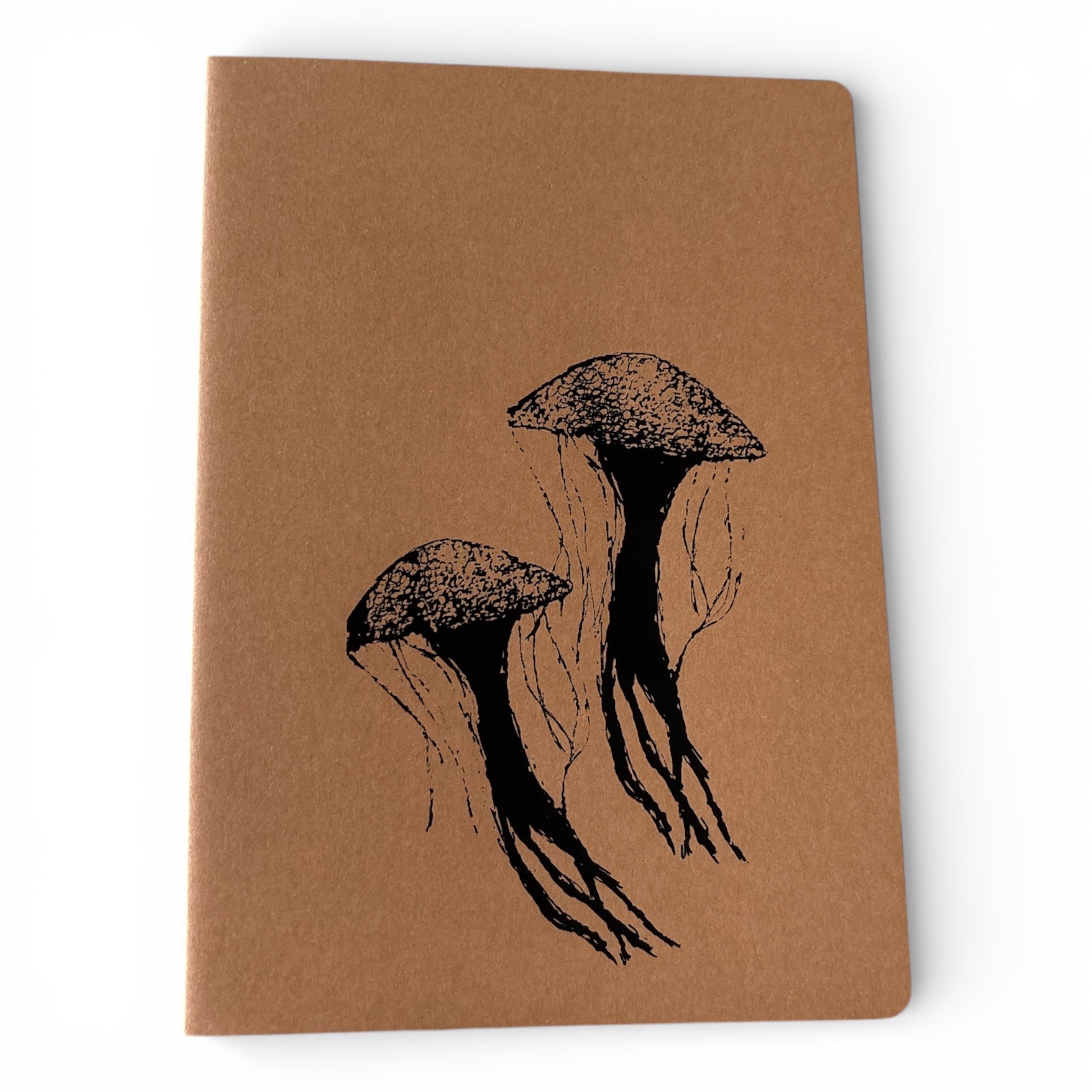 Notizbuch A5 | Quallen | Handbedruckt im Siebdruck | Kraftpapier | Gepunktet | 32 Seiten | FSC-zertifiziert | Handmade