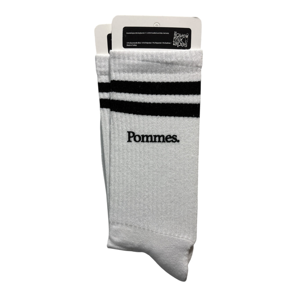 Bio Socken Pommes | Handbedruckte Siebdruck Socken | White Black | Faire Produktion | Unisex
