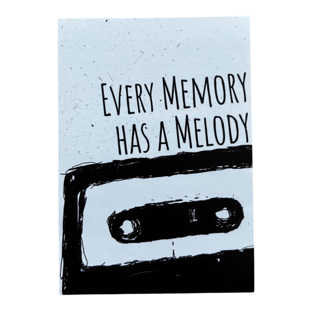 Retro Kassetten Sticker „Every Memory Has a Melody“ – Musik Statement Aufkleber