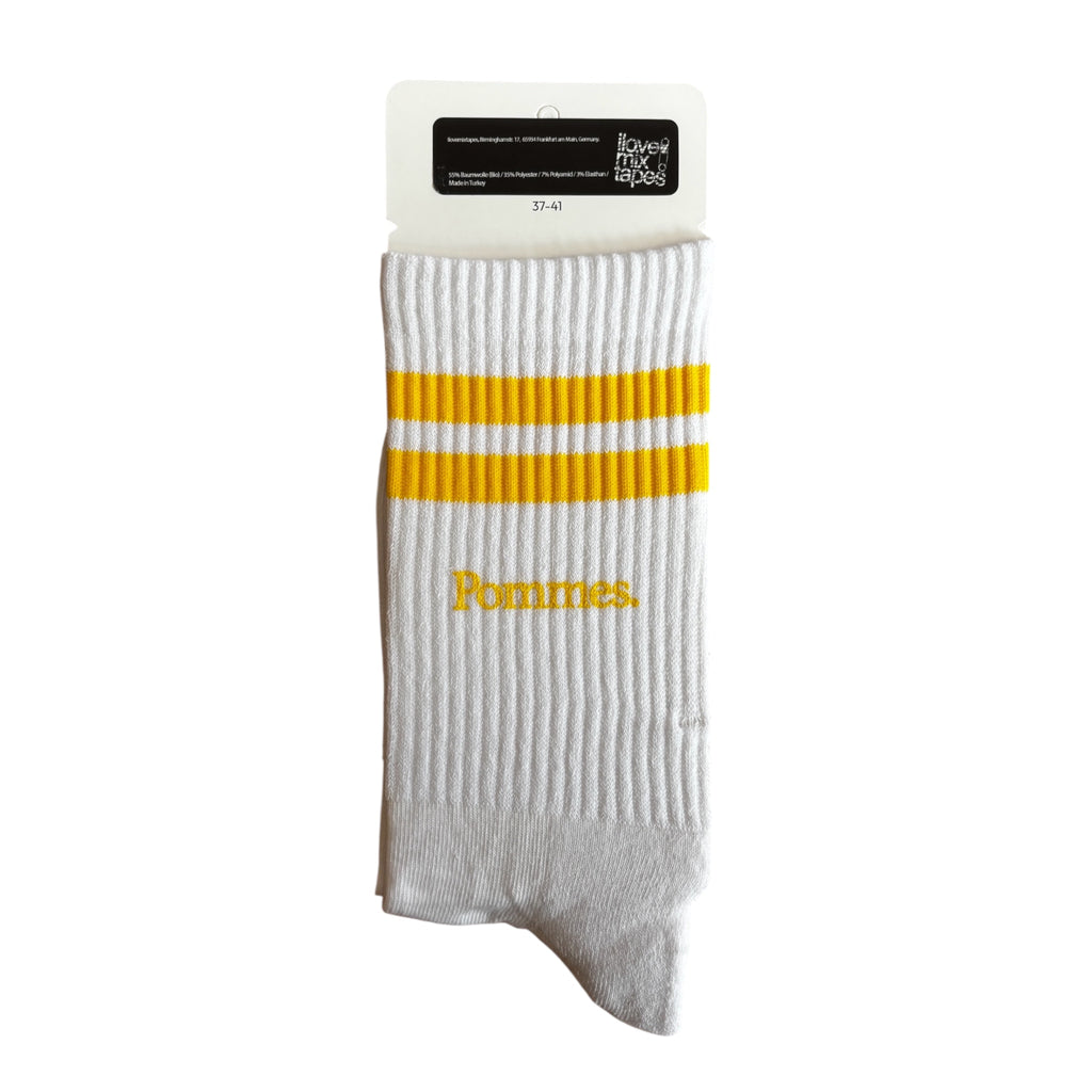 Bio Socken Pommes | Handbedruckte Siebdruck Socken | Yellow | Faire Produktion | Unisex
