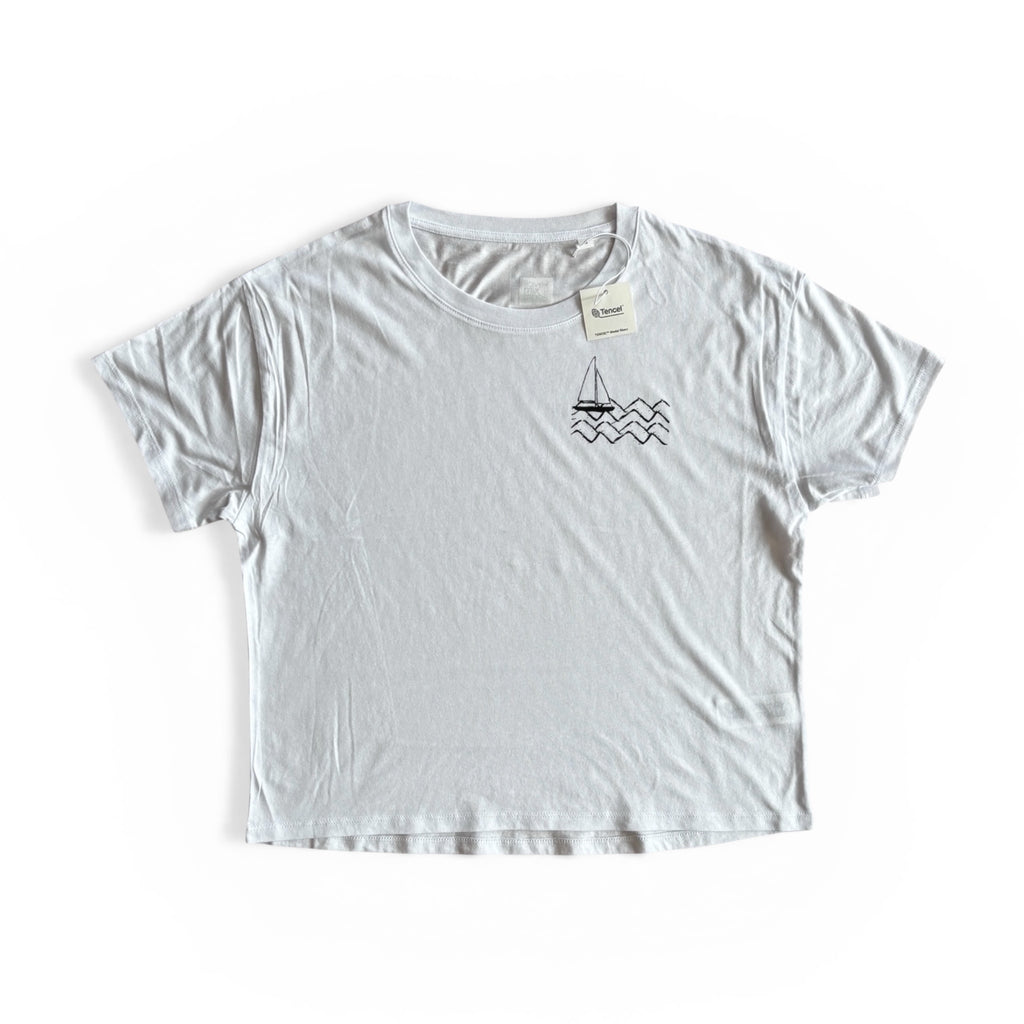 Small Waves Relaxed Fit Damen T-Shirt aus Modal - white