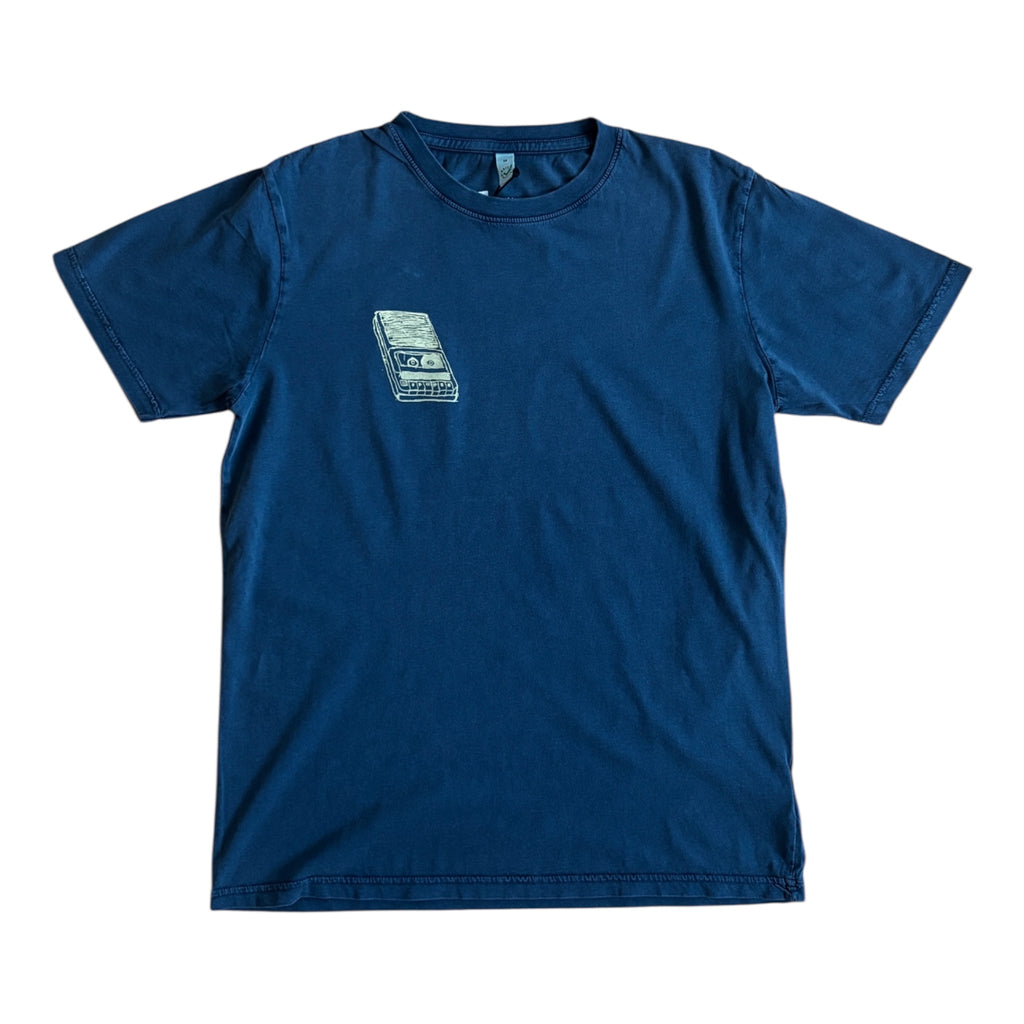Kassettenrekorder Siebdruck Unisex T-Shirt Stone washed Denim Blue