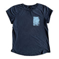 Linol Paperboat Rolled Sleeve Damen T-Shirt - Stone Washed Black