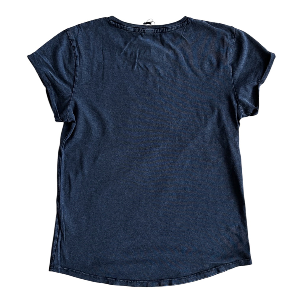 Linol Paperboat Rolled Sleeve Damen T-Shirt - Stone Washed Black