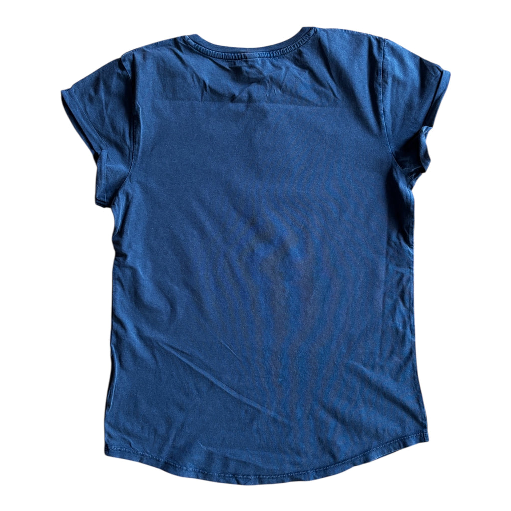 Kaktus im Kreis Rolled Sleeve Damen T-Shirt - Stone Washed Denim