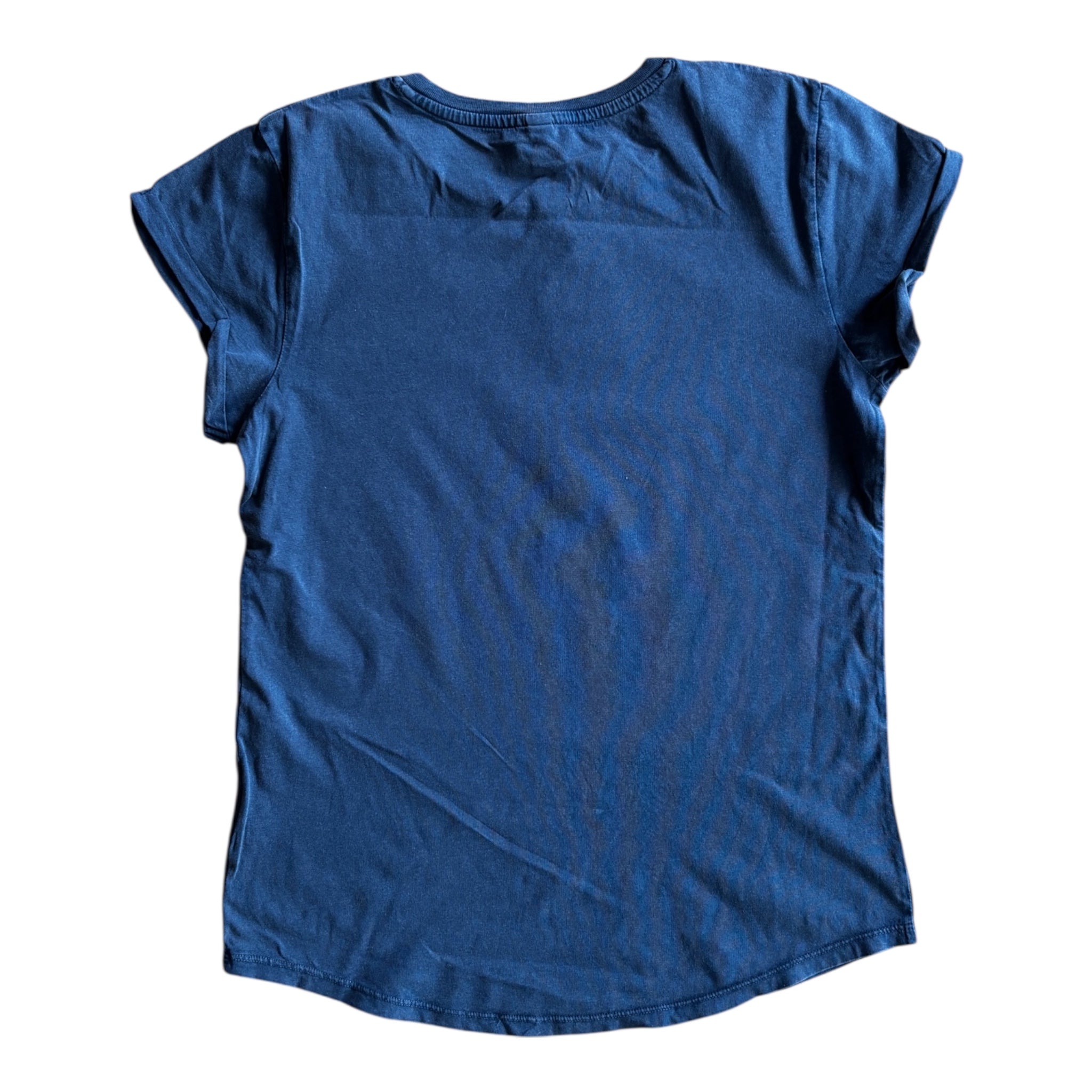 Kaktus im Kreis Rolled Sleeve Damen T-Shirt - Stone Washed Denim