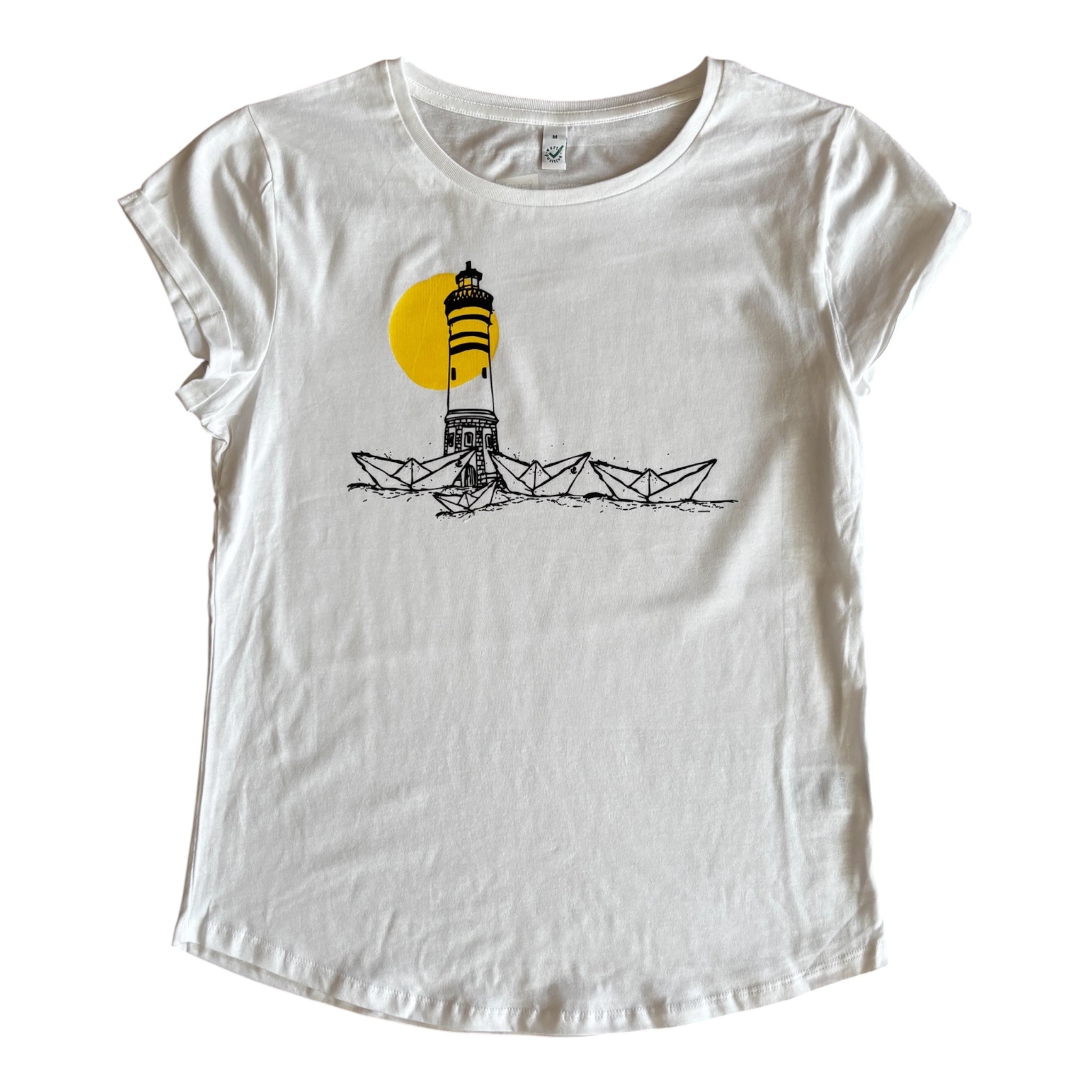 Papierhafen mit Sonne Rolled Sleeve Women T-Shirt
