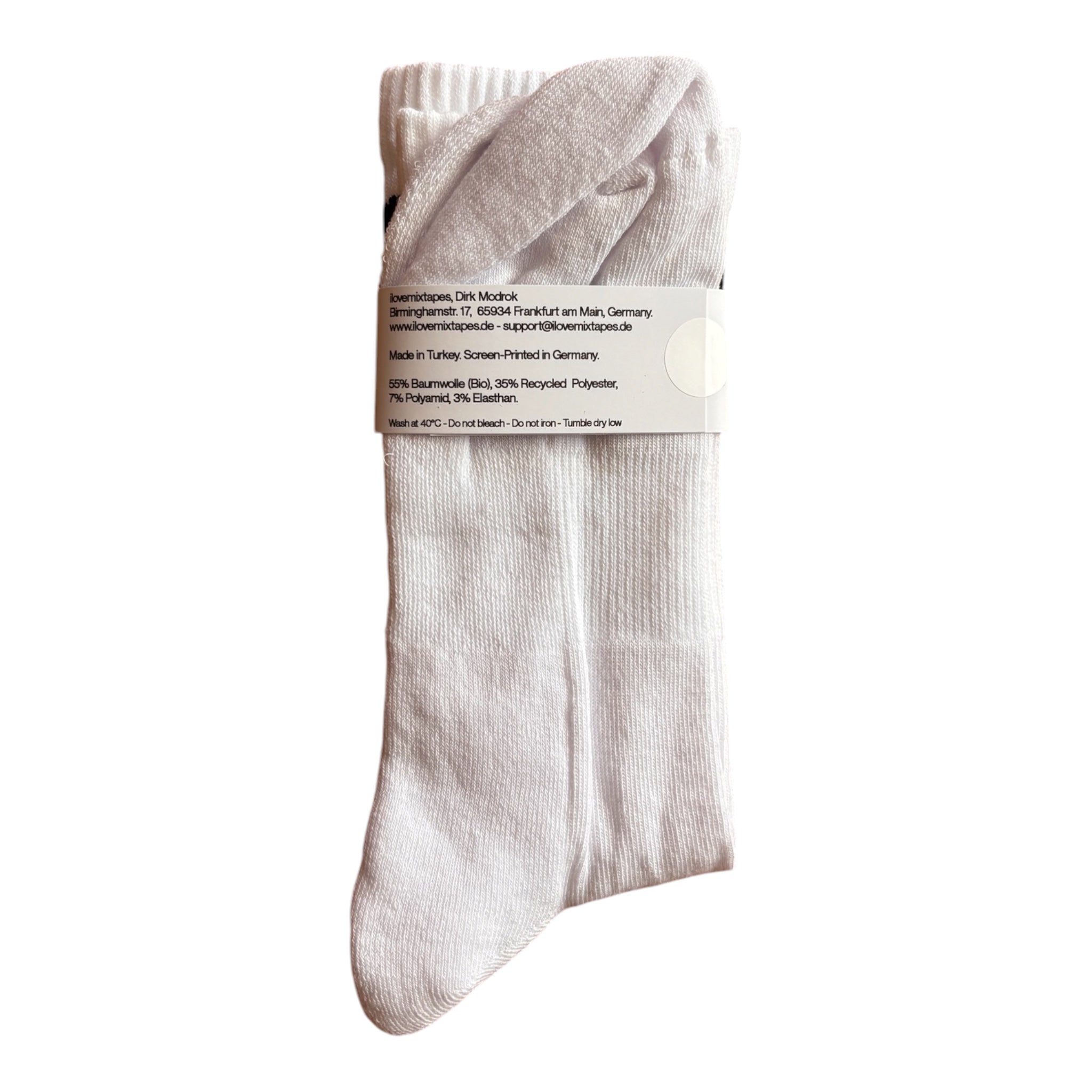 Handbedruckte „Love Music Hate Fascism - Kassette“ Socken – fair, bio & mit Liebe im Atelier gefertigt Unisex