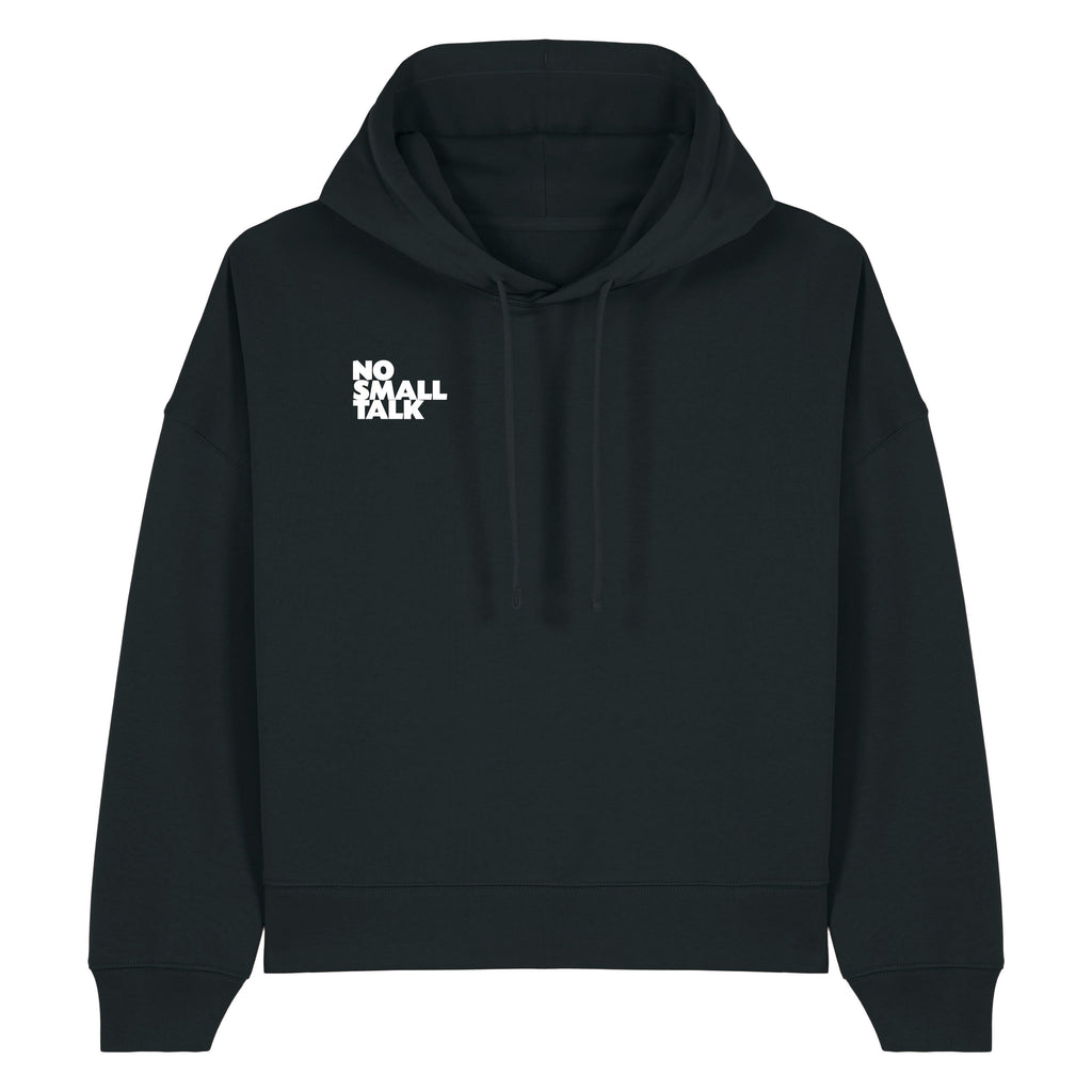 NO SMALL TALK Damen Hoodie in Schwarz