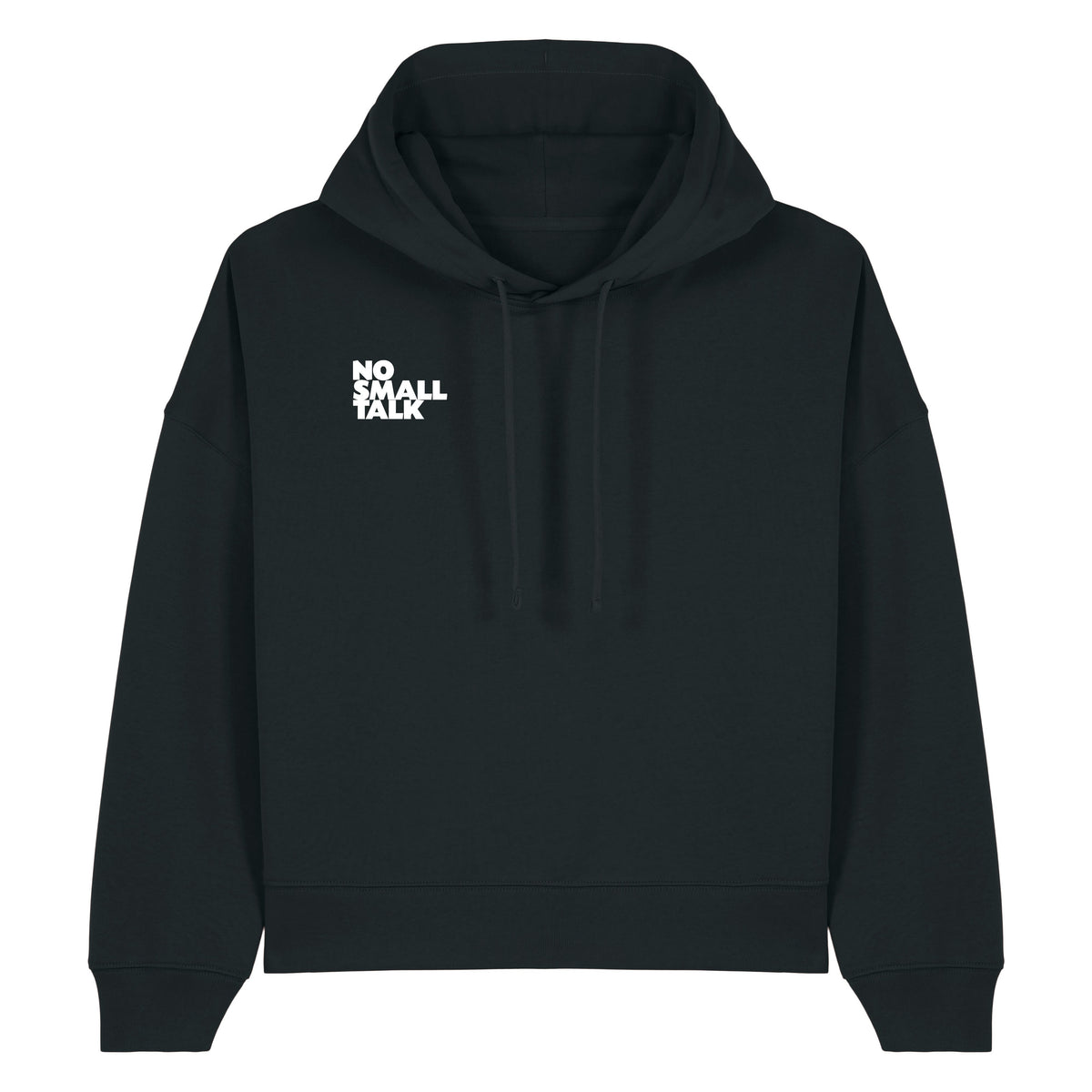 NO SMALL TALK Damen Hoodie in Schwarz