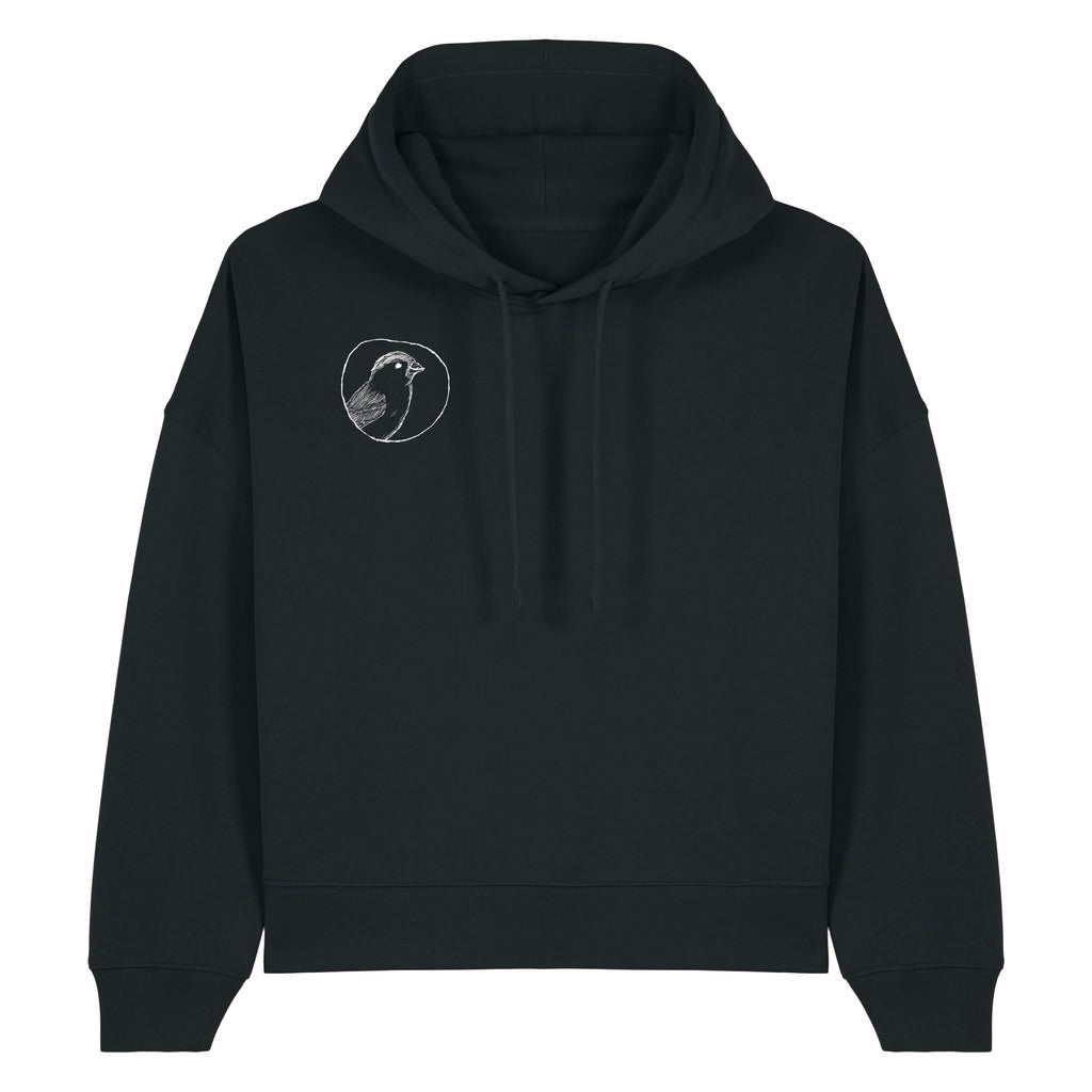 Der kleine Spatz – Damen Hoodie in Schwarz