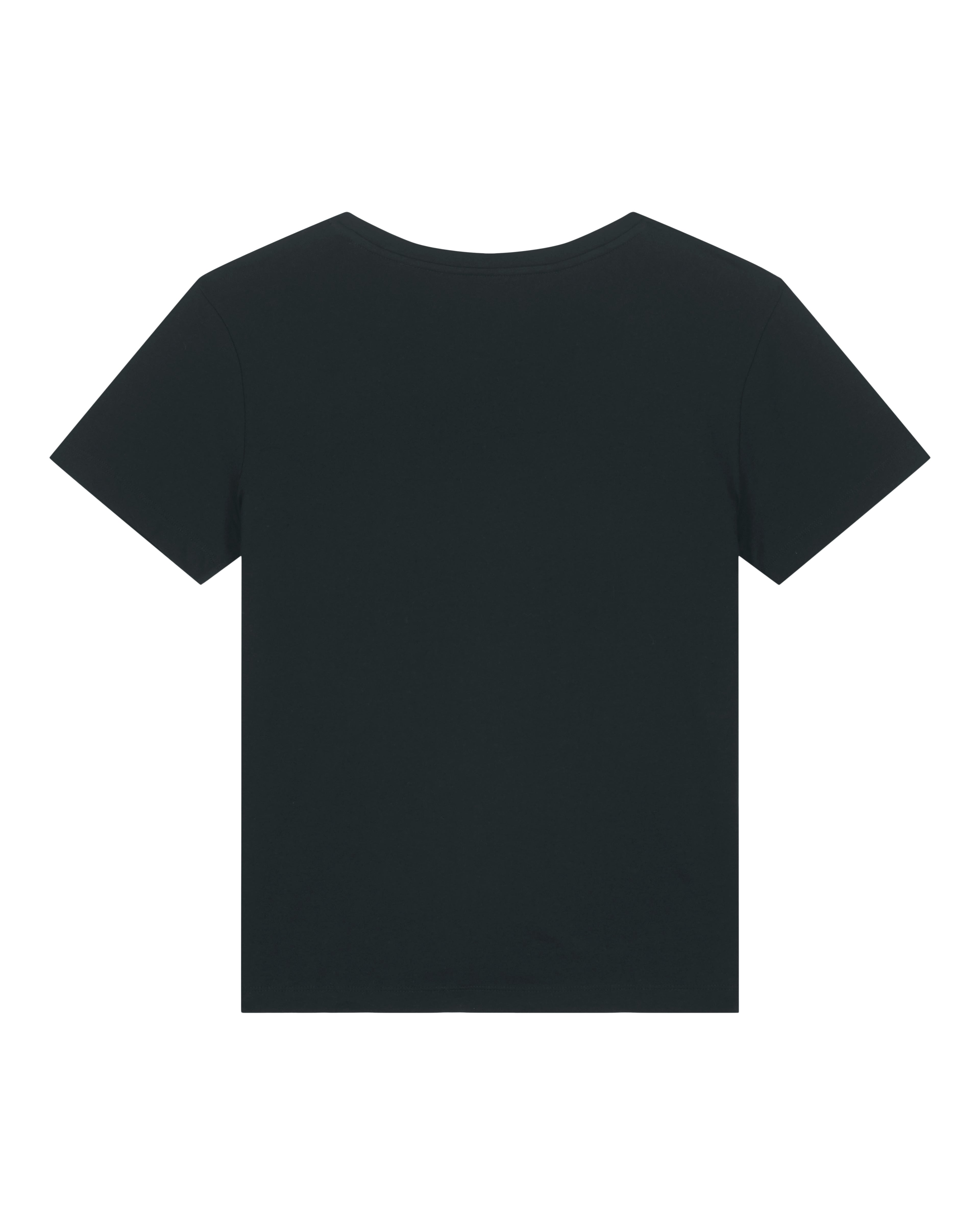 Damen T-Shirt mit weitem Rundhalsausschnitt – Fuchs 2.0 – Schwarz