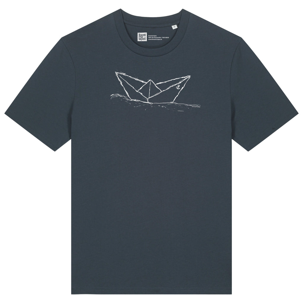 T-Shirt Paperboat – Bio-Baumwolle, Fair Wear, Handbedruckt Ink Grey