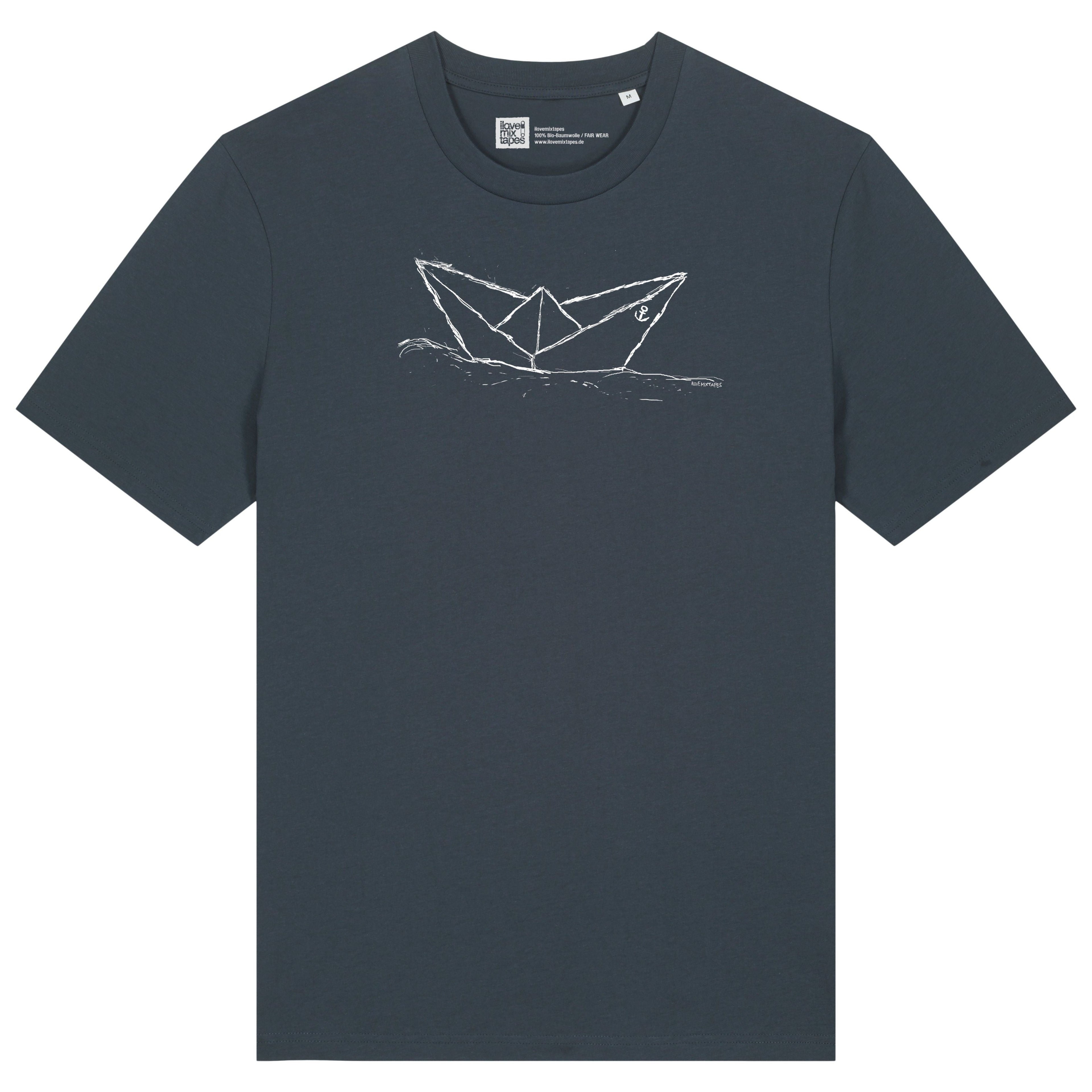 T-Shirt Paperboat – Bio-Baumwolle, Fair Wear, Handbedruckt Ink Grey