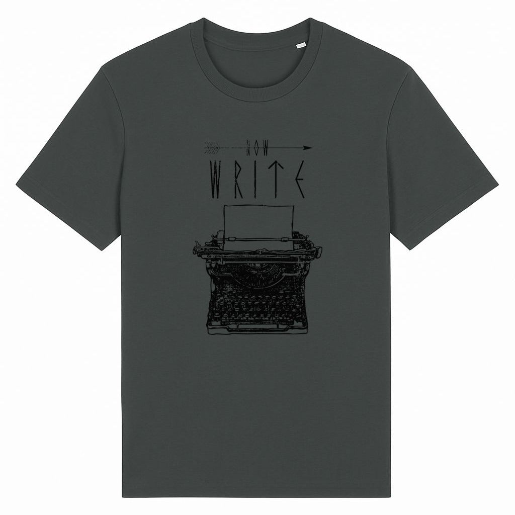 Unisex T-Shirt mit Schreibmaschine Motiv - Dunkelgrau